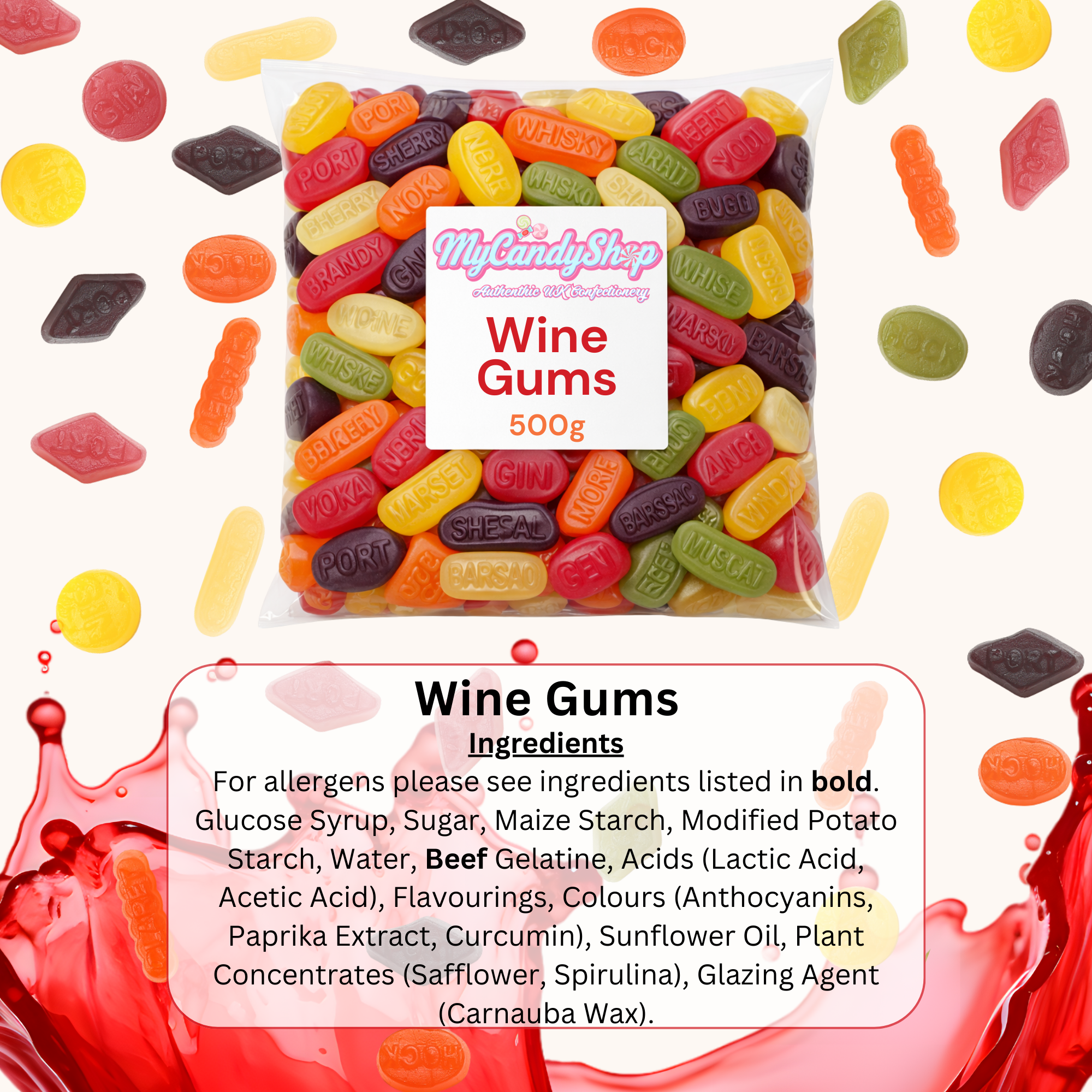Wine Gums Classic British Chewy Sweets - Retro Favourite