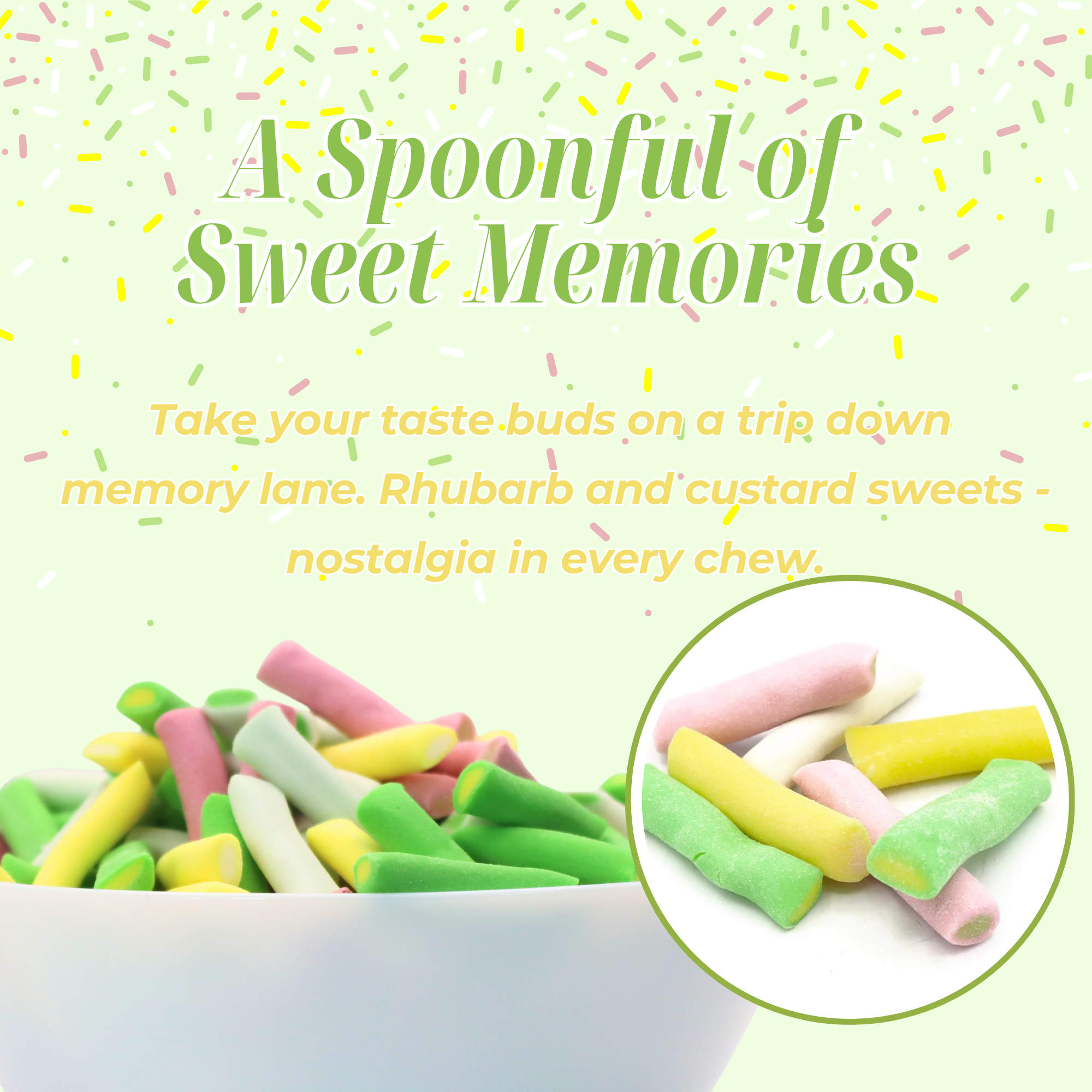 Vidal Rhubarb & Custard Chewy Retro Sweets