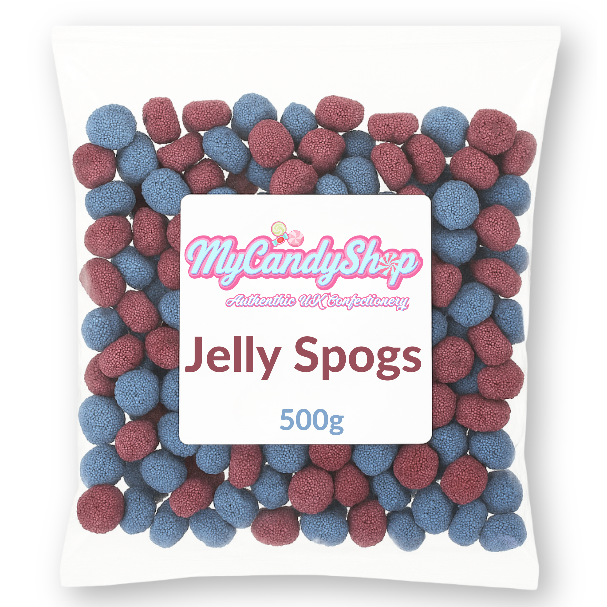 Jelly Spogs – 500g Bag – Barratt Pink & Blue Liquorice Sweets