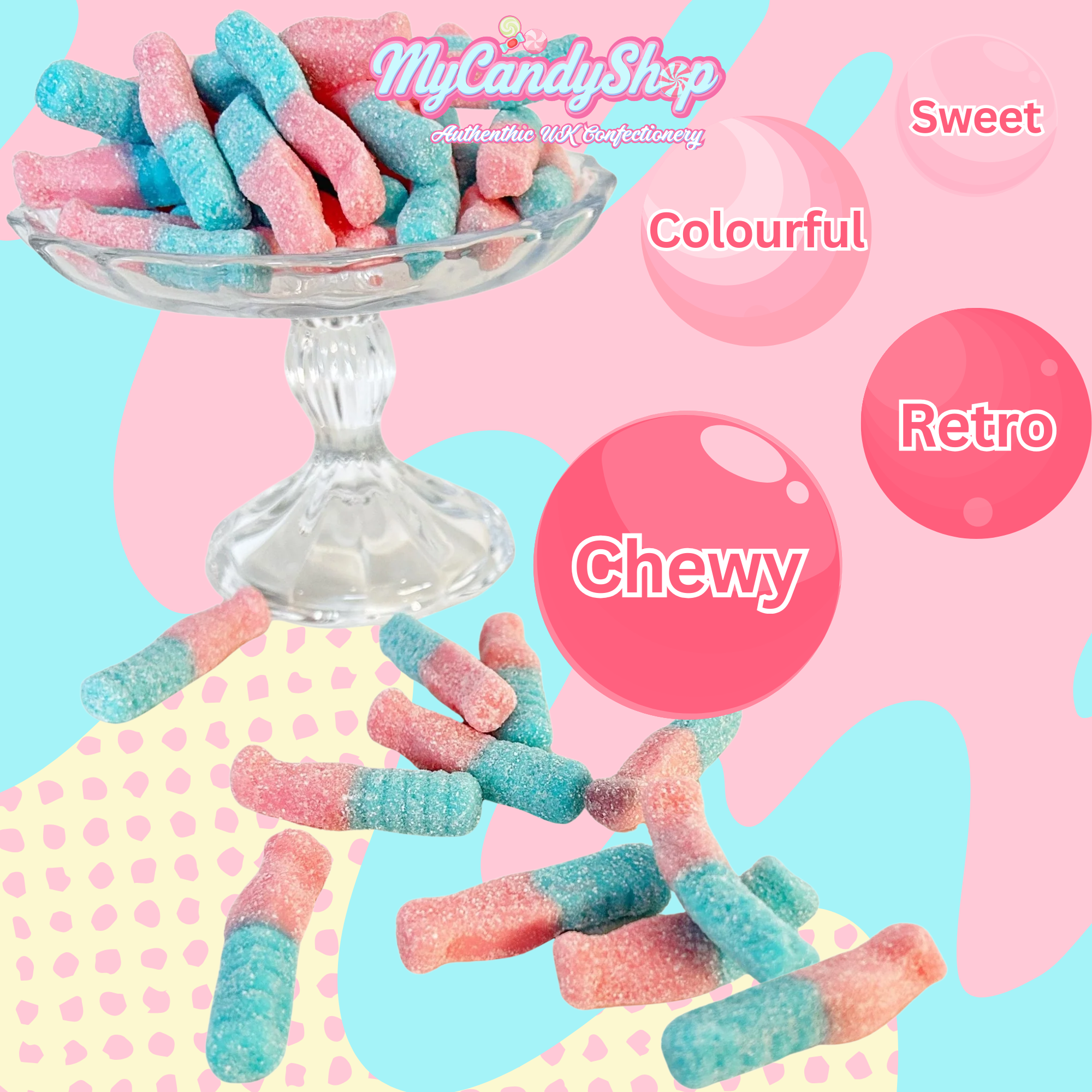 Fizzy Bubblegum Bottles – Chewy Gummy Sweets