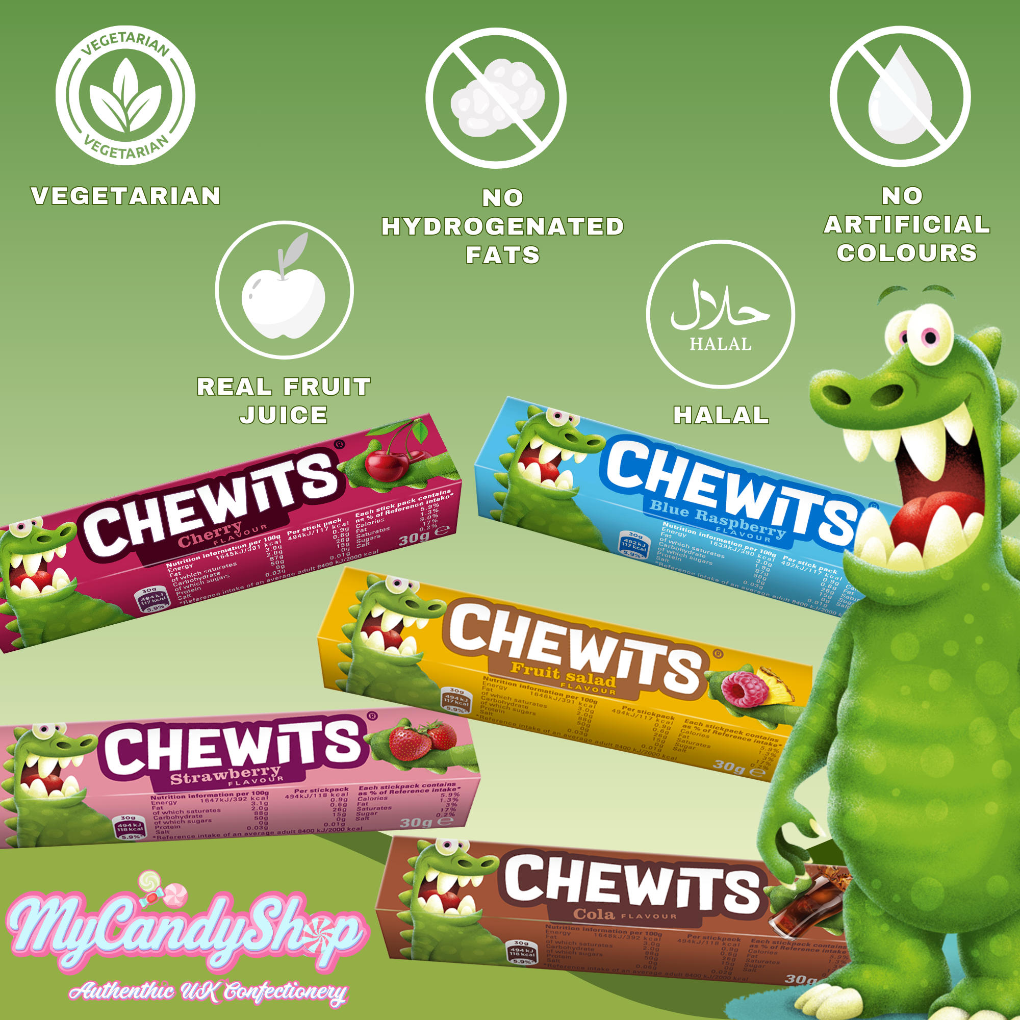 Assorted Chewits Fruity Chews Bundle Pack of 10