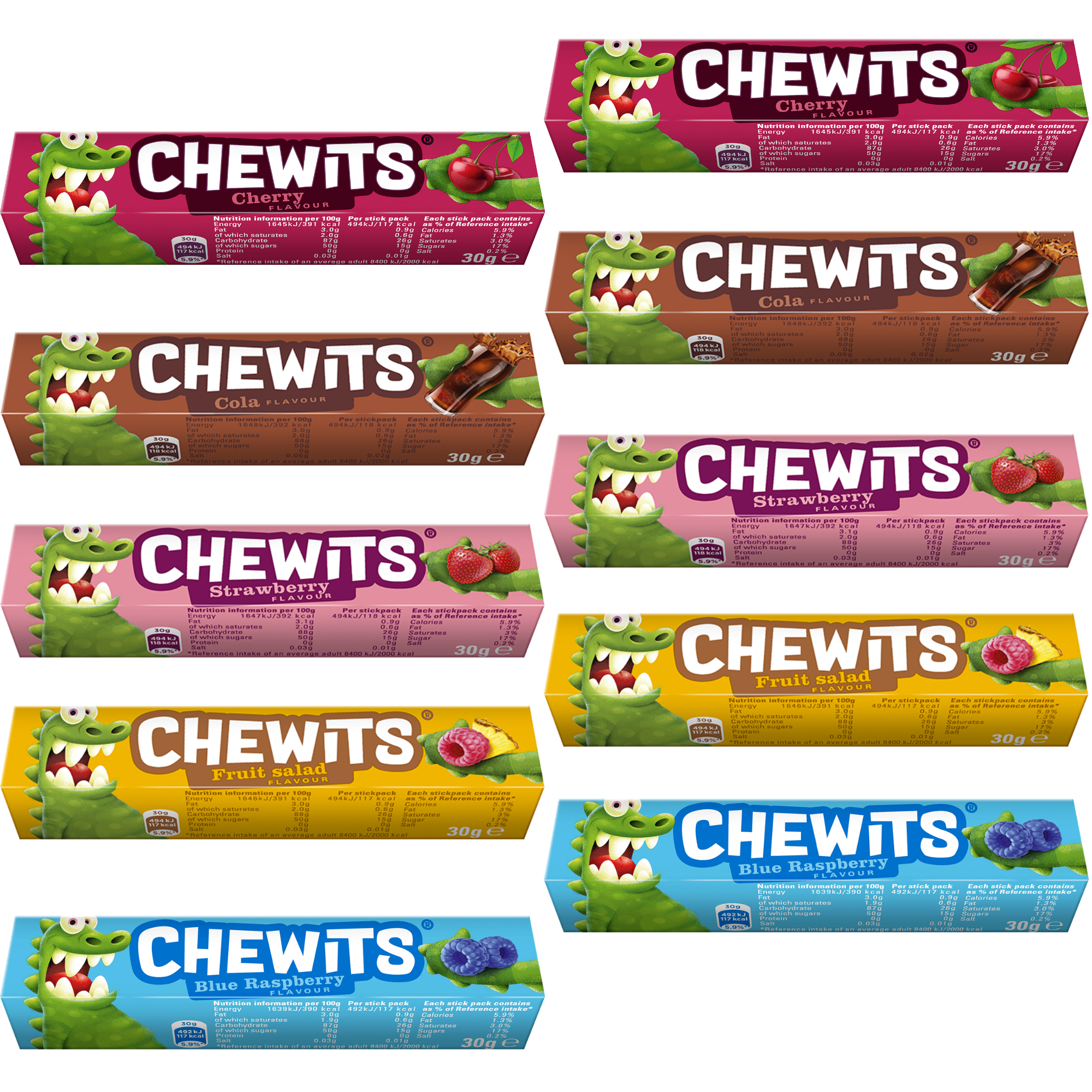 Assorted Chewits Fruity Chews Bundle Pack of 10