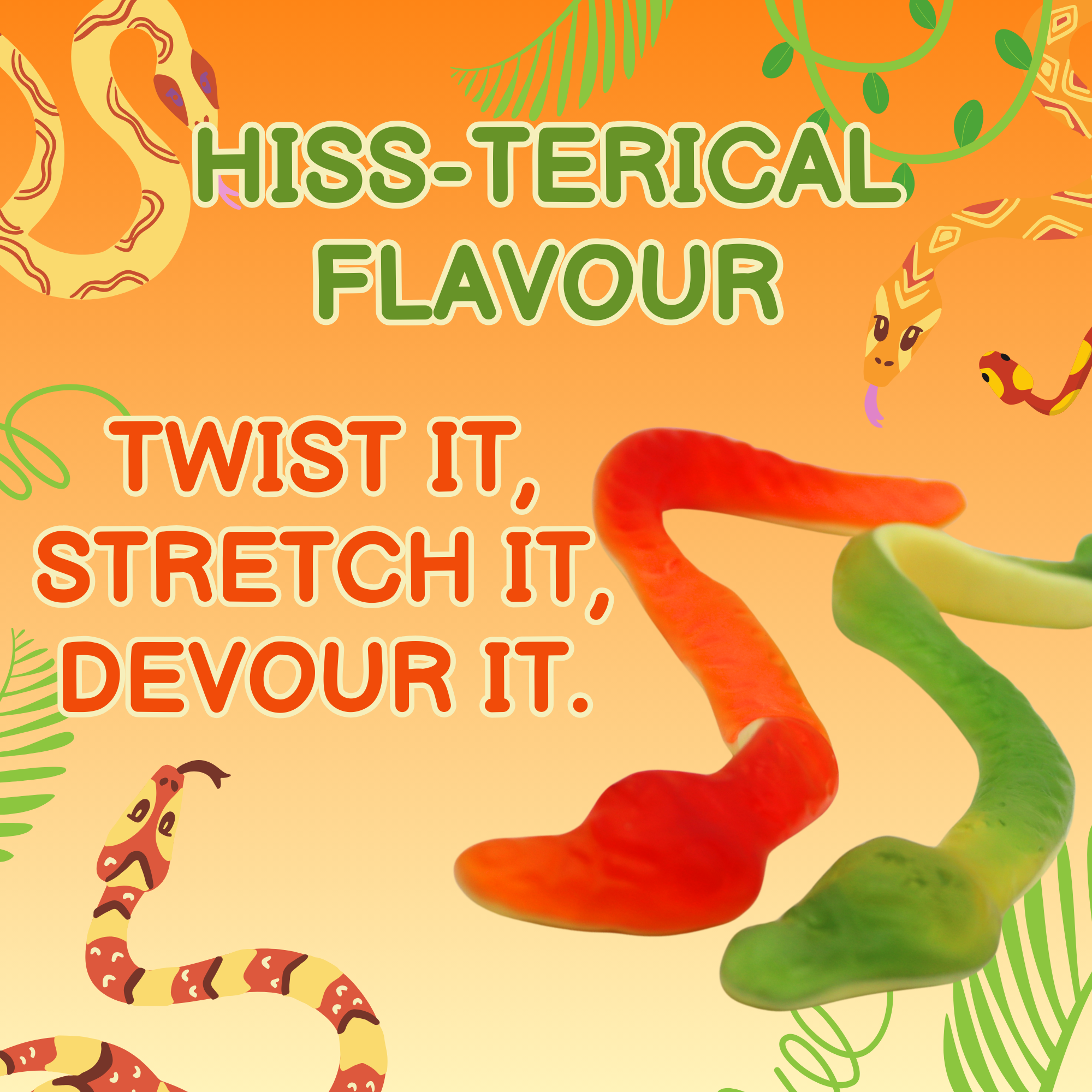 Jumbo Stretchy Yellow Bellies Snake Gummies