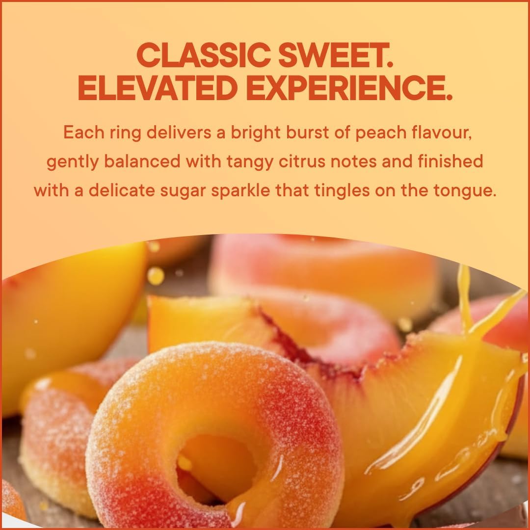MyCandyShop Peach Rings 500g - Fizzy Halal Sweets with Tangy Sugar Coating, Soft Chewy Gummy Texture & Juicy Fruit Flavour Peach Sweets