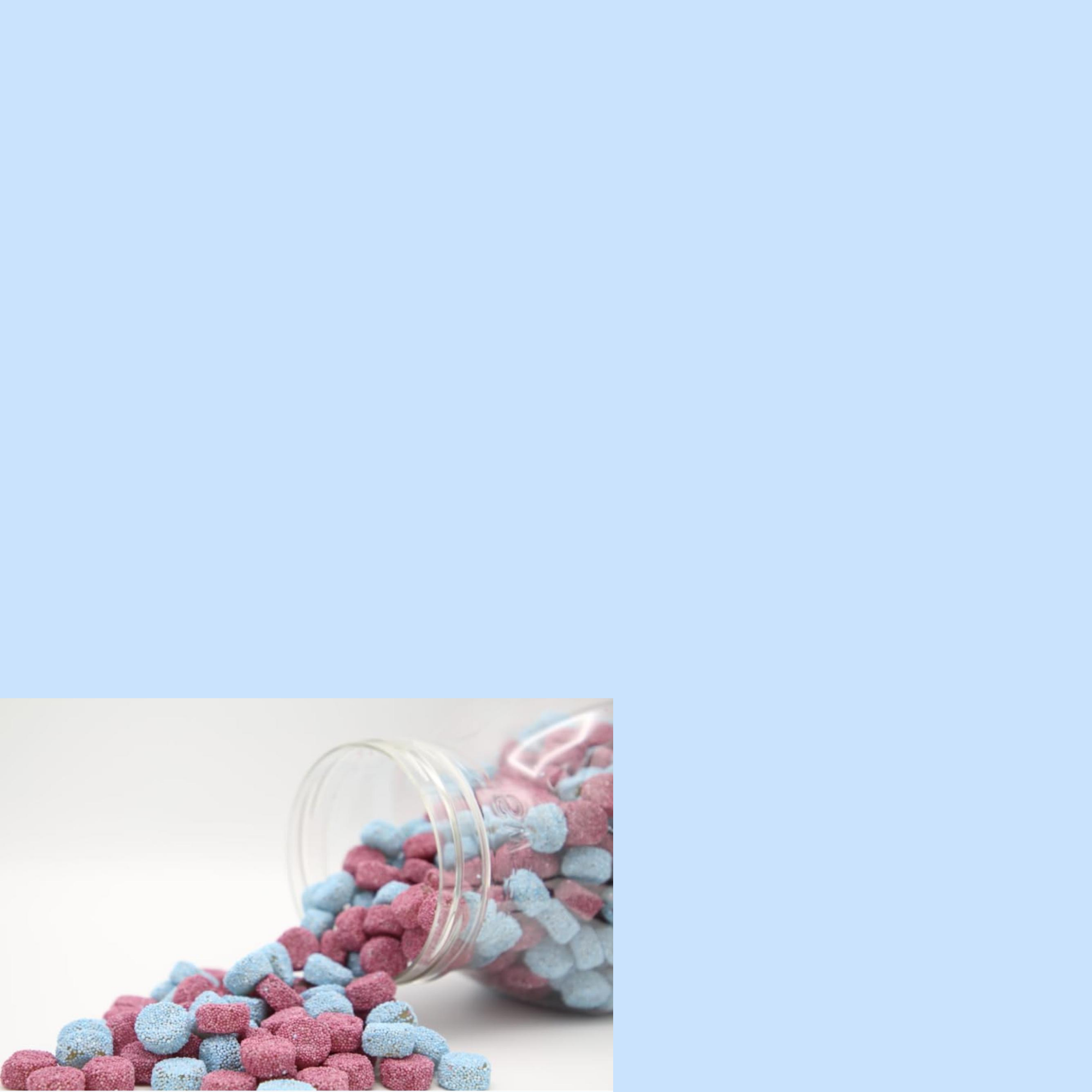 Jelly Spogs – 500g Bag – Barratt Pink & Blue Liquorice Sweets