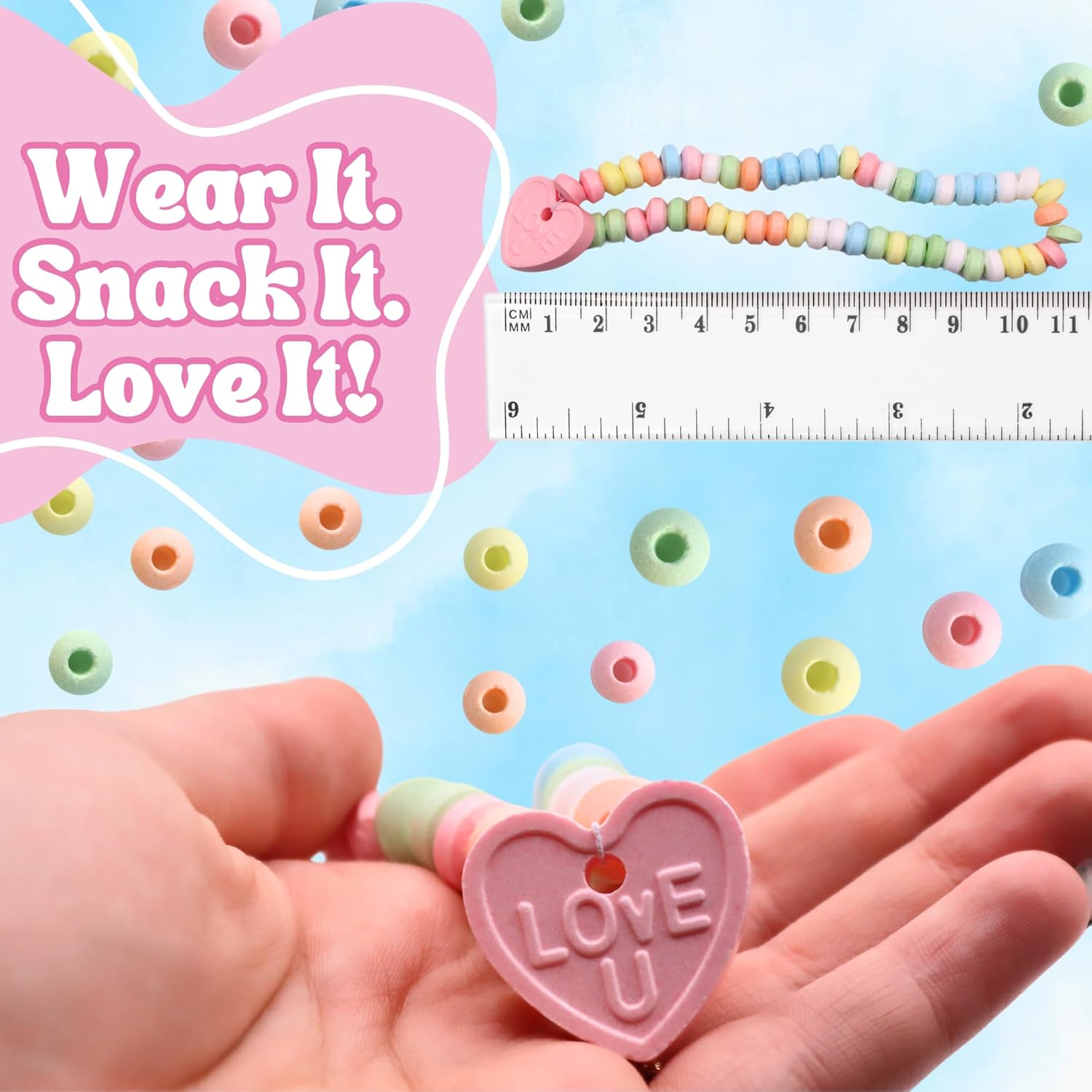 Jewelry candy necklace with LOVE heart