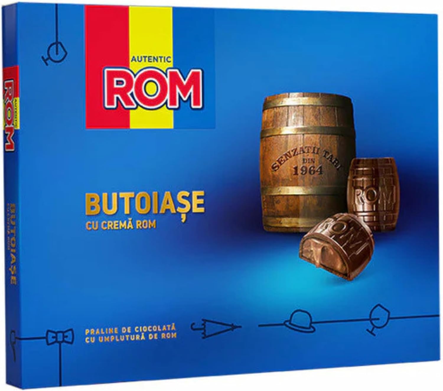 ROM Chocolate Rum Barrels – Milk Pralines with Rum Cream – 1964 Classic Gift Box