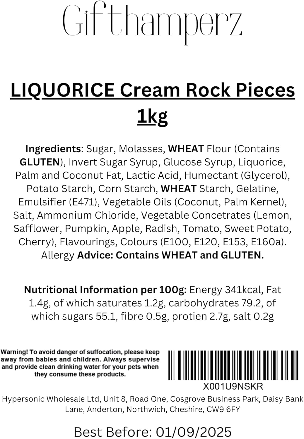 Gluten warning on liquorice label.