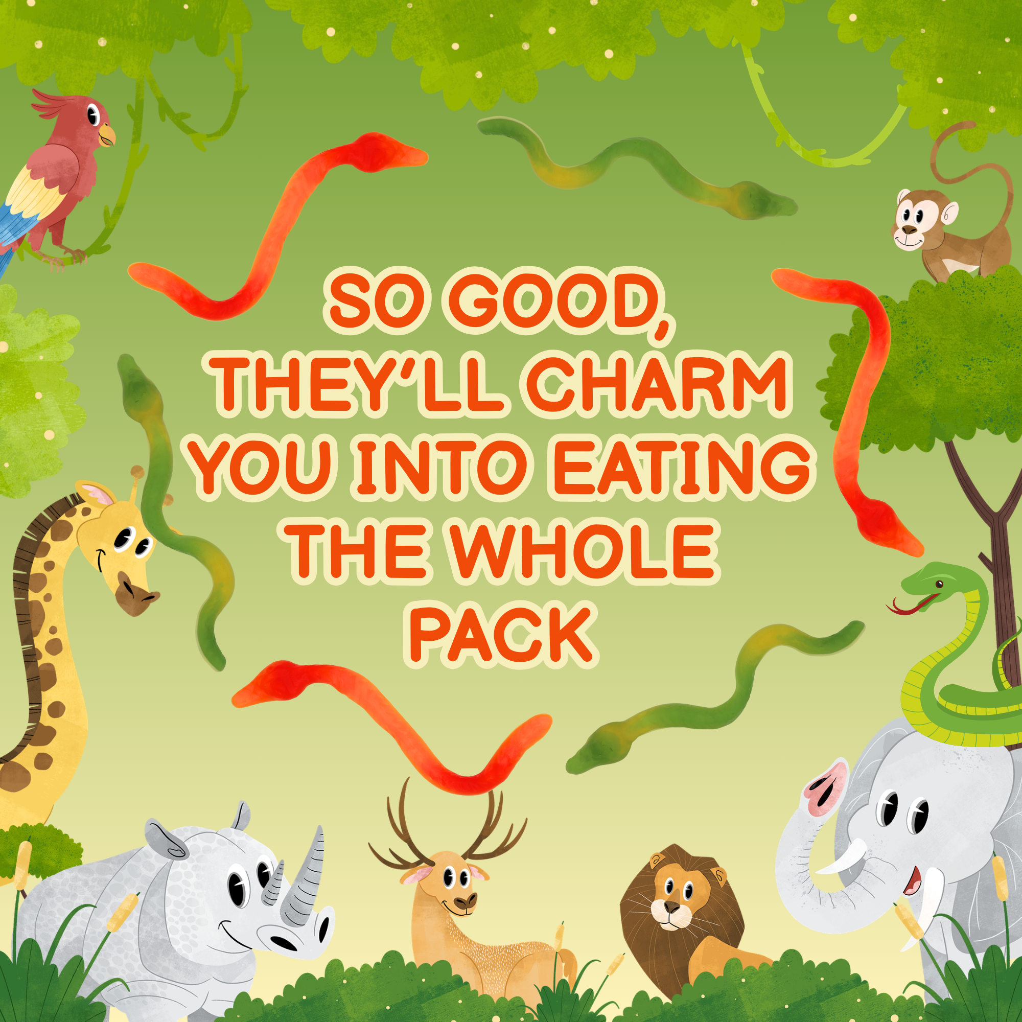 Jumbo Stretchy Yellow Bellies Snake Gummies