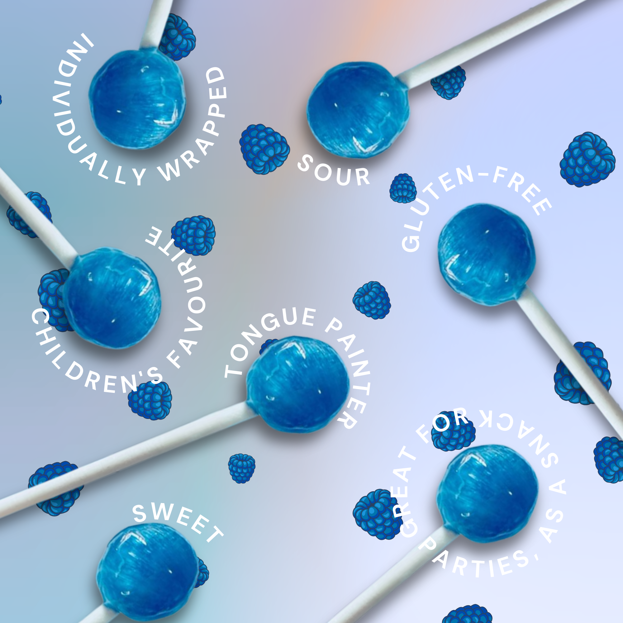 Lick-It Tongue Painter Lollies Blue Raspberry 150 Pack