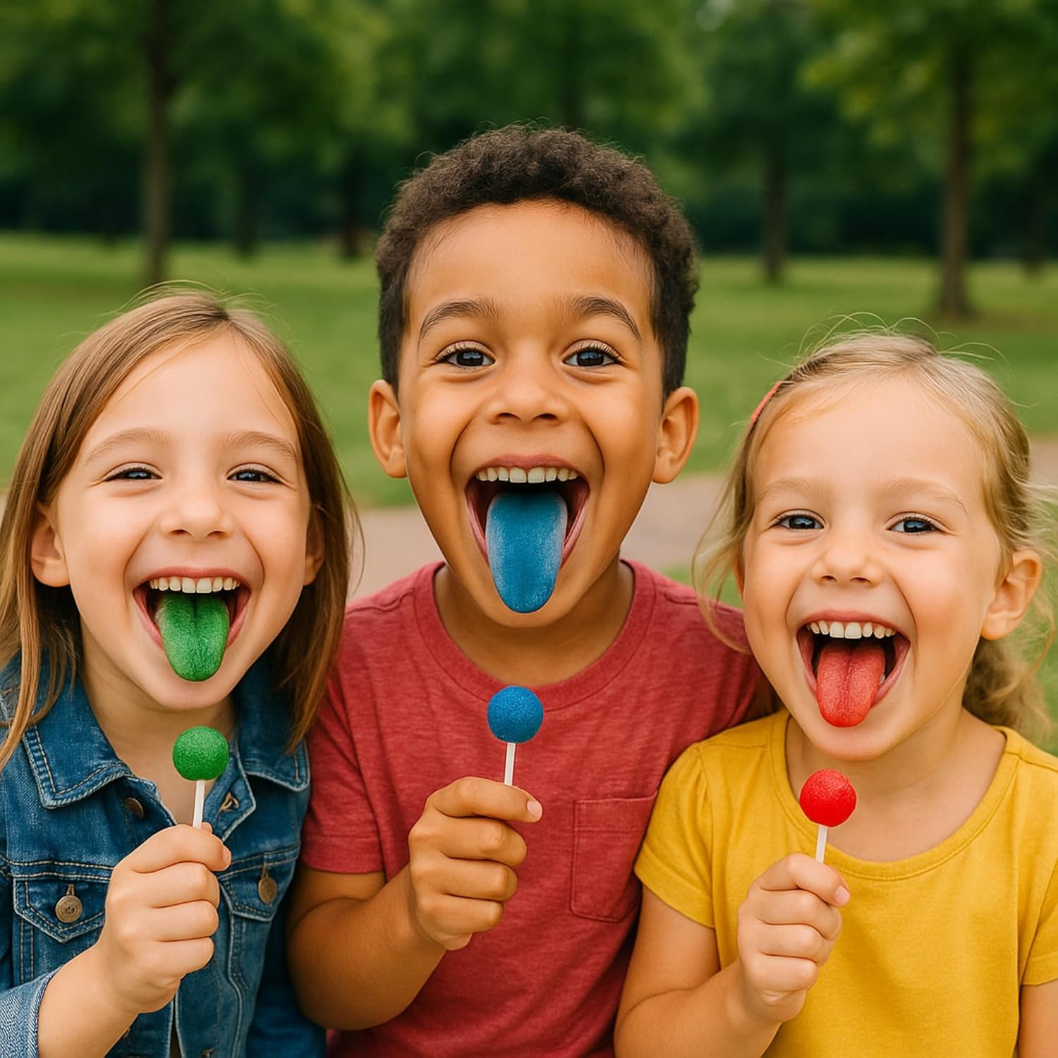 Tongue Painter Lollipops – 50 Pack Bulk (Approx. 500g) Red, Green & Blue