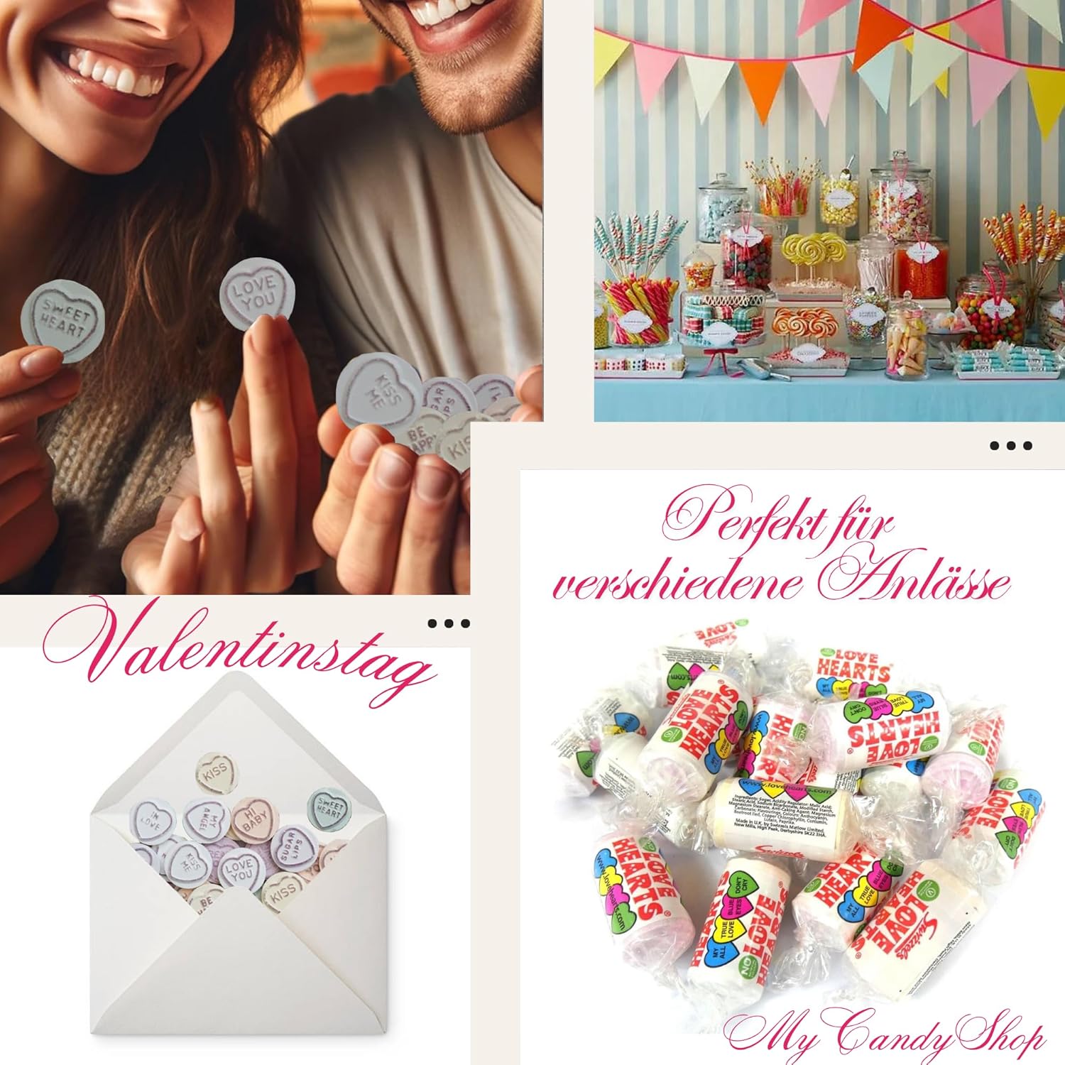 Smiling couple holding Valentine candy