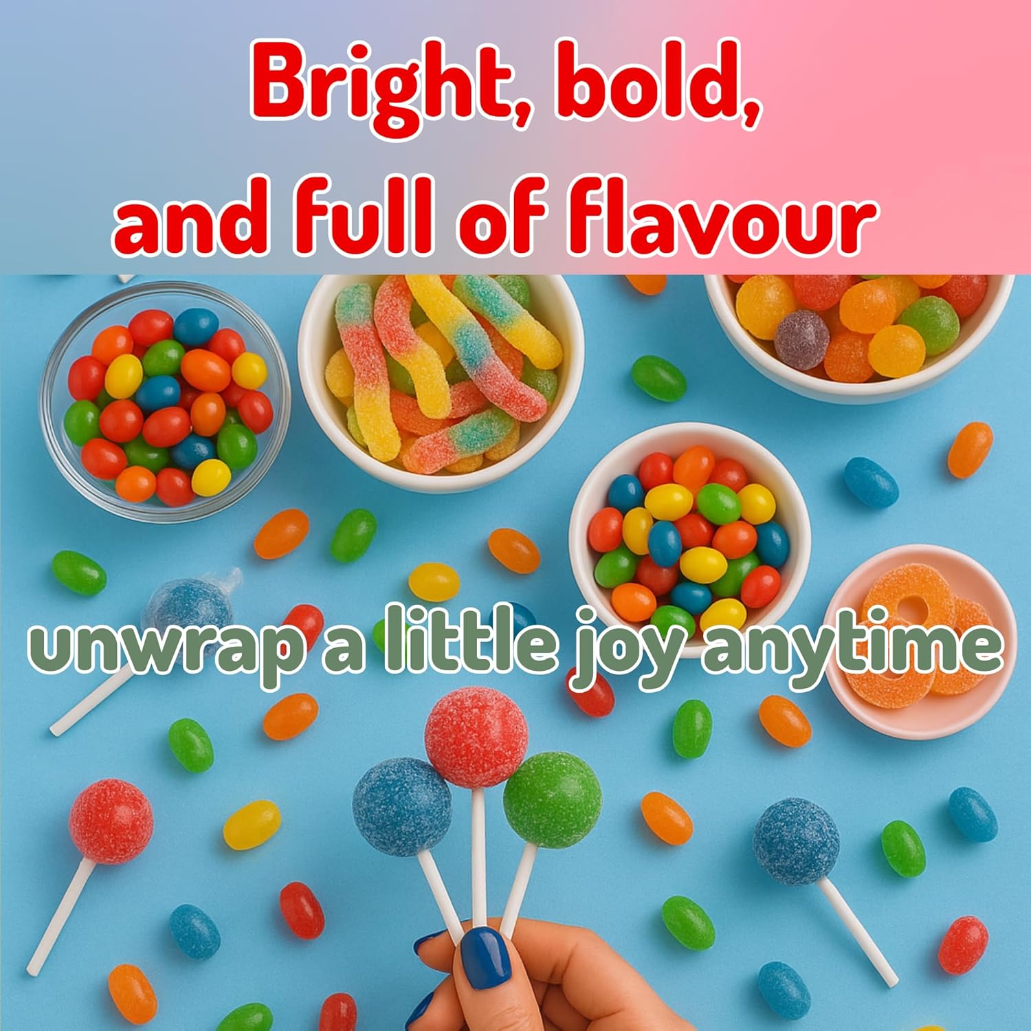 Tongue Painter Lollipops – 50 Pack Bulk (Approx. 500g) Red, Green & Blue