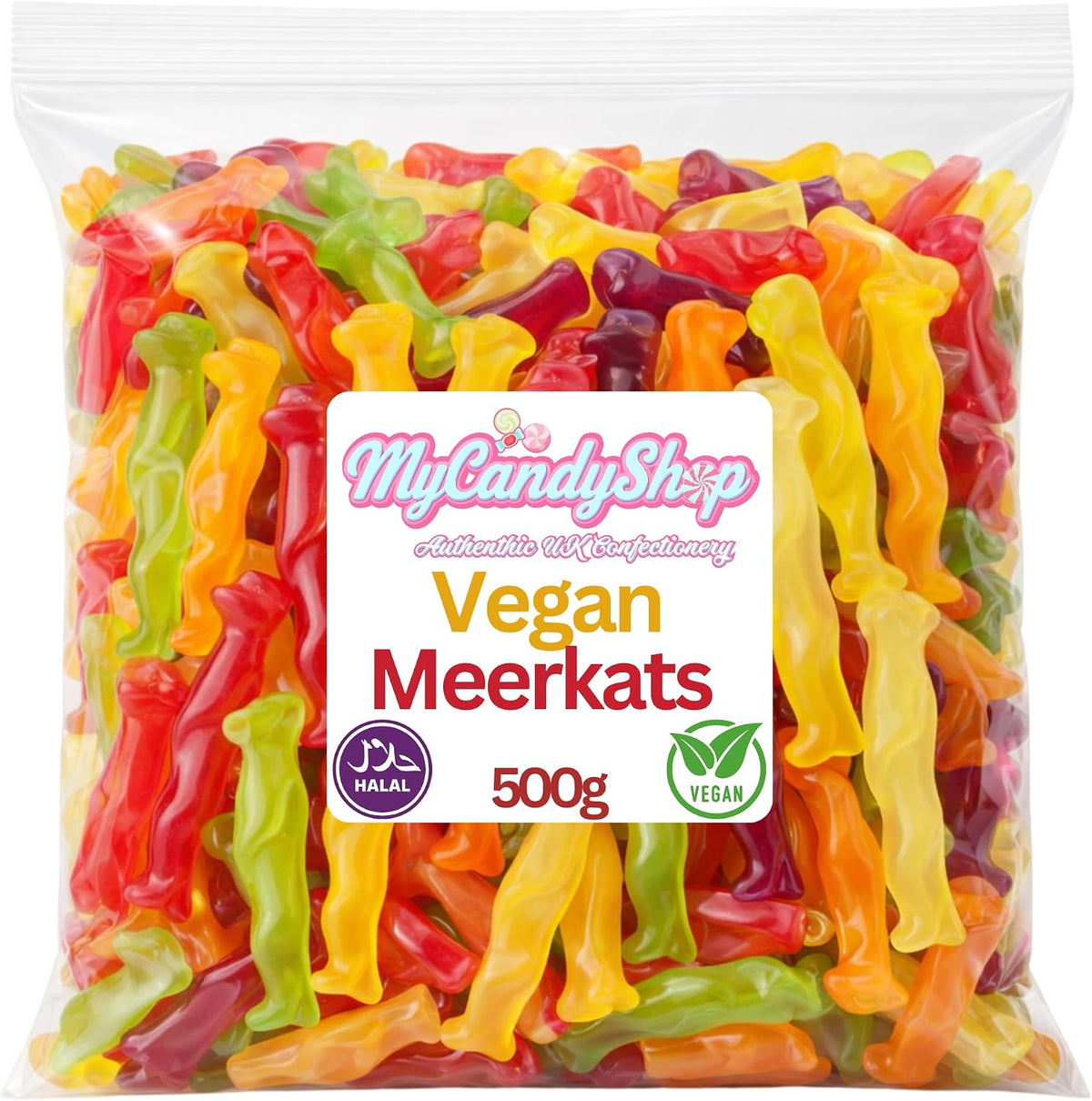 Vegan Meerkat Sweets 500g - Halal Sweets Sharing & Gifting, Suitable for Vegans, Meerkat Gifts for Animal Lovers, Delicious Candy Pack