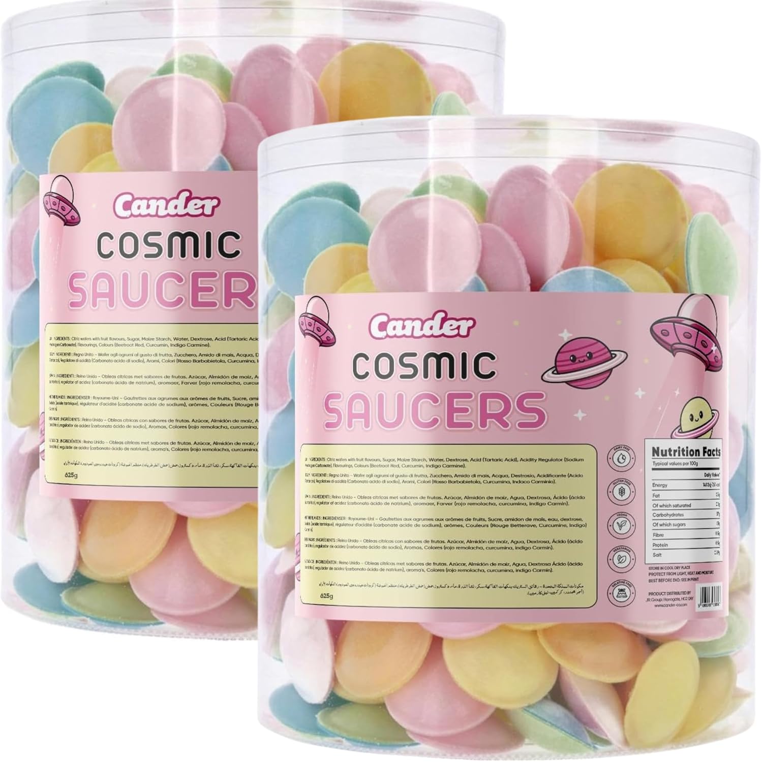 Flying Saucer Sweets – 2 x 625g Tubs (Retro Fizzy Sherbet Treats)