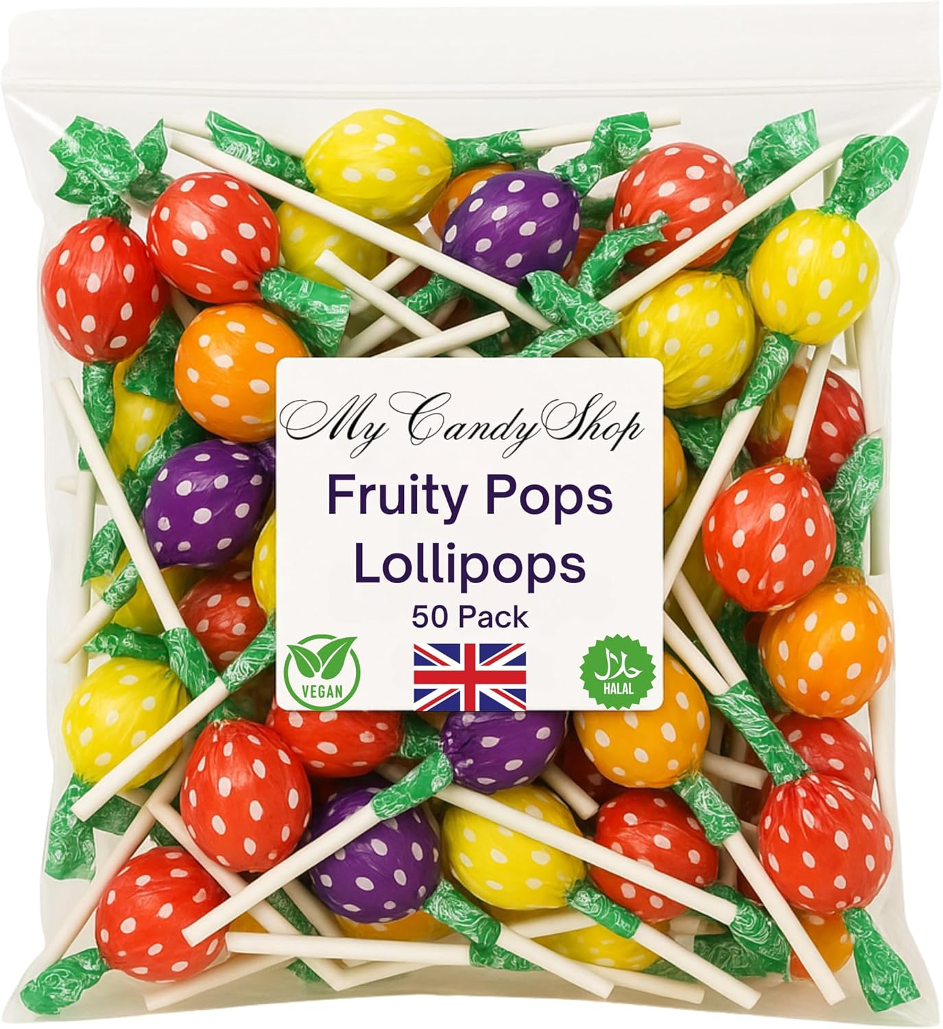 Swizzles Fruity Pops – 50 Vegan Lollipops