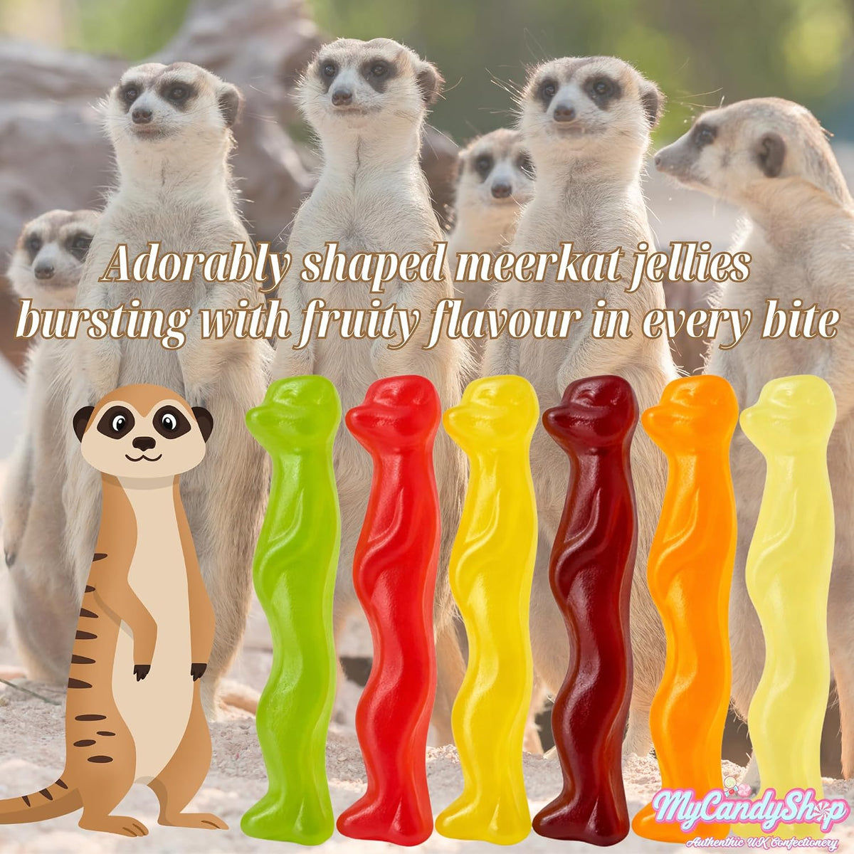 Vegan Meerkat Sweets 500g - Halal Sweets Sharing & Gifting, Suitable for Vegans, Meerkat Gifts for Animal Lovers, Delicious Candy Pack