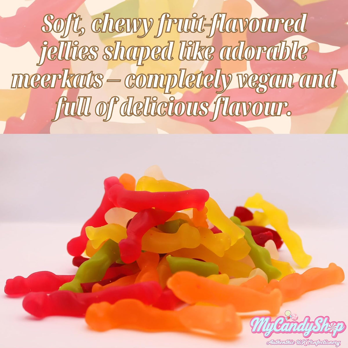 Vegan Meerkat Sweets 500g - Halal Sweets Sharing & Gifting, Suitable for Vegans, Meerkat Gifts for Animal Lovers, Delicious Candy Pack