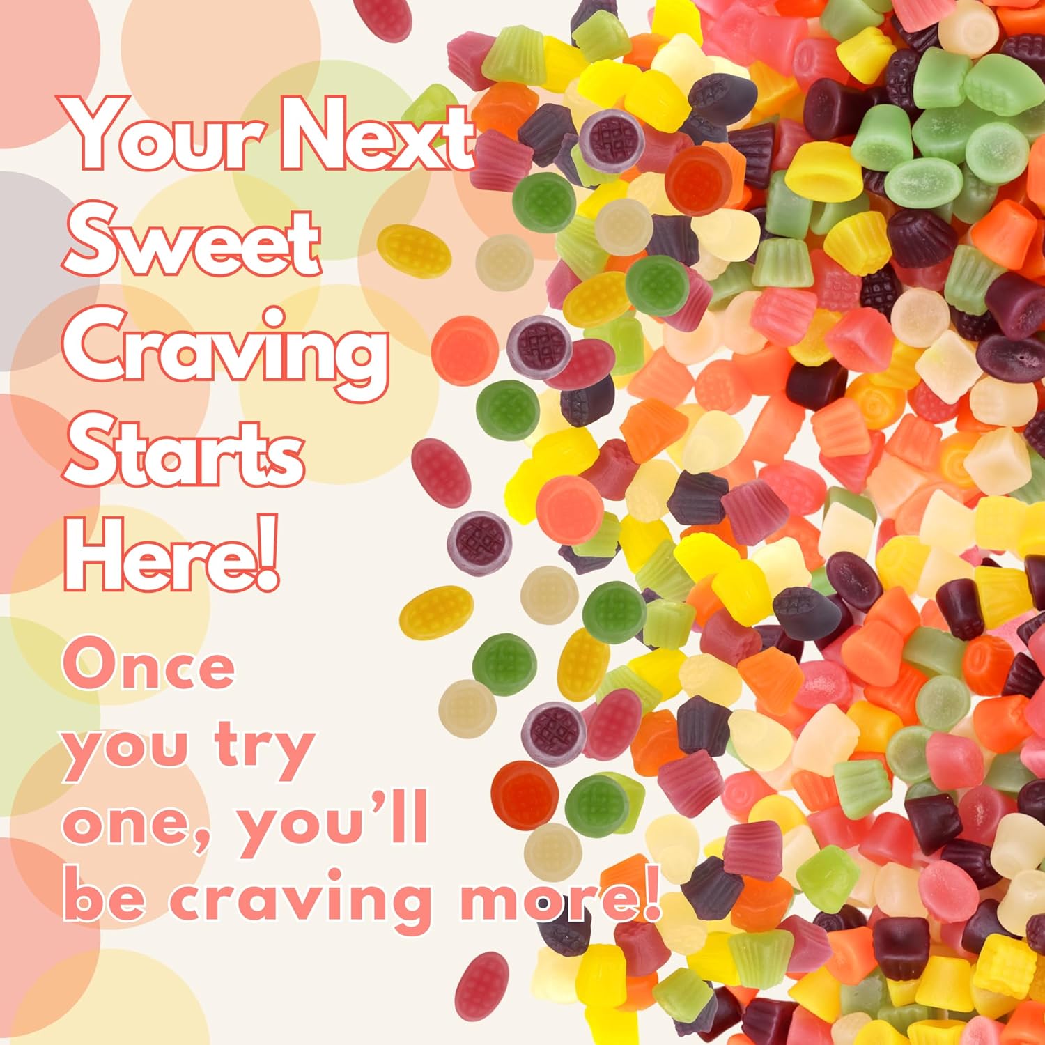 Colorful bulk candy sweet craving.
