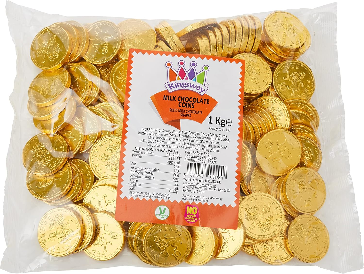 Kingsway Milk Chocolate Coins – 1kg Bag