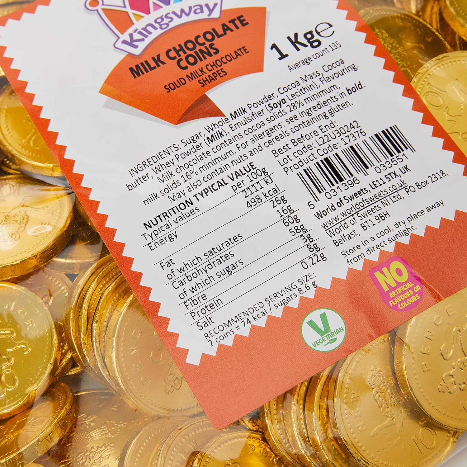 Kingsway milk chocolate coins bag.