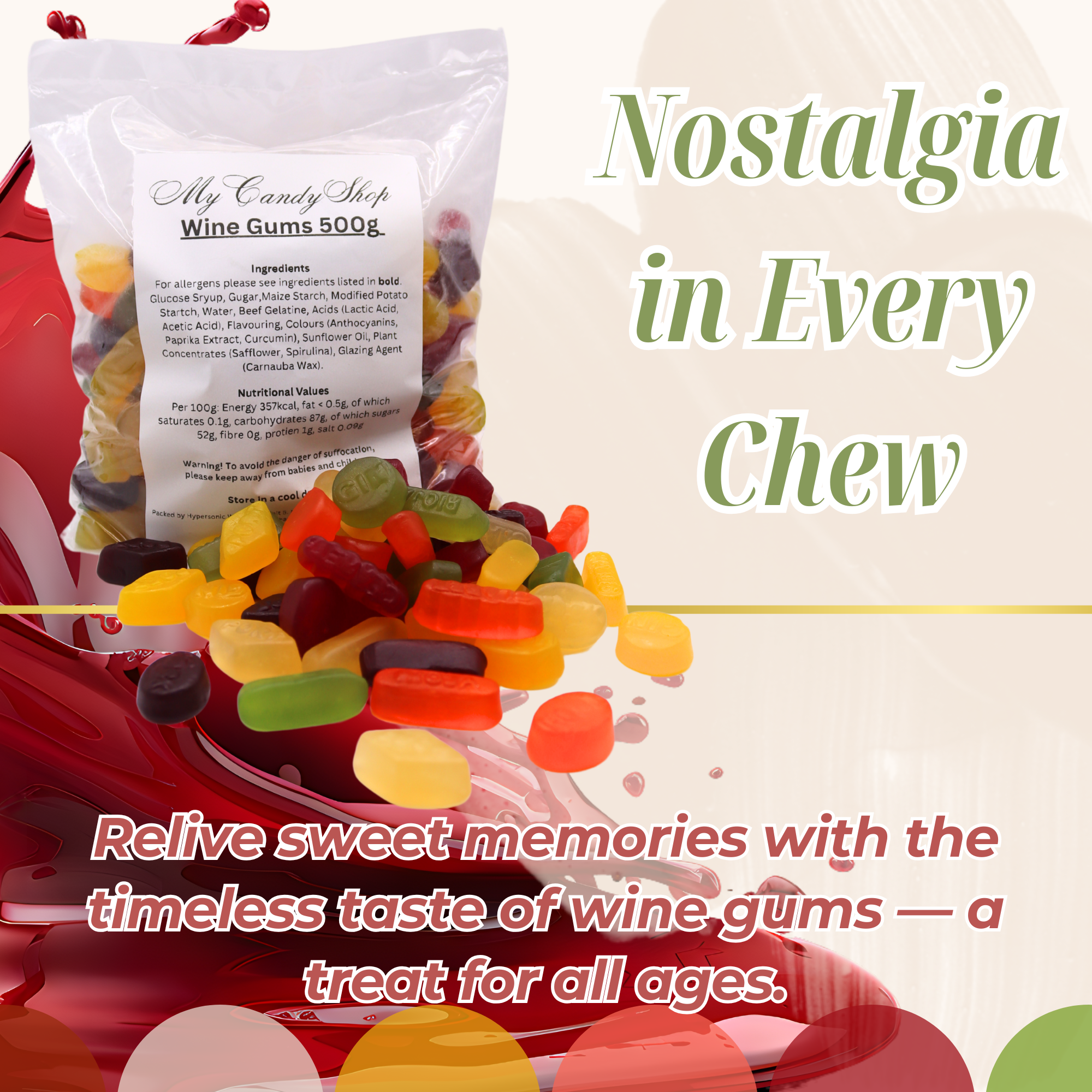 Wine Gums Classic British Chewy Sweets - Retro Favourite