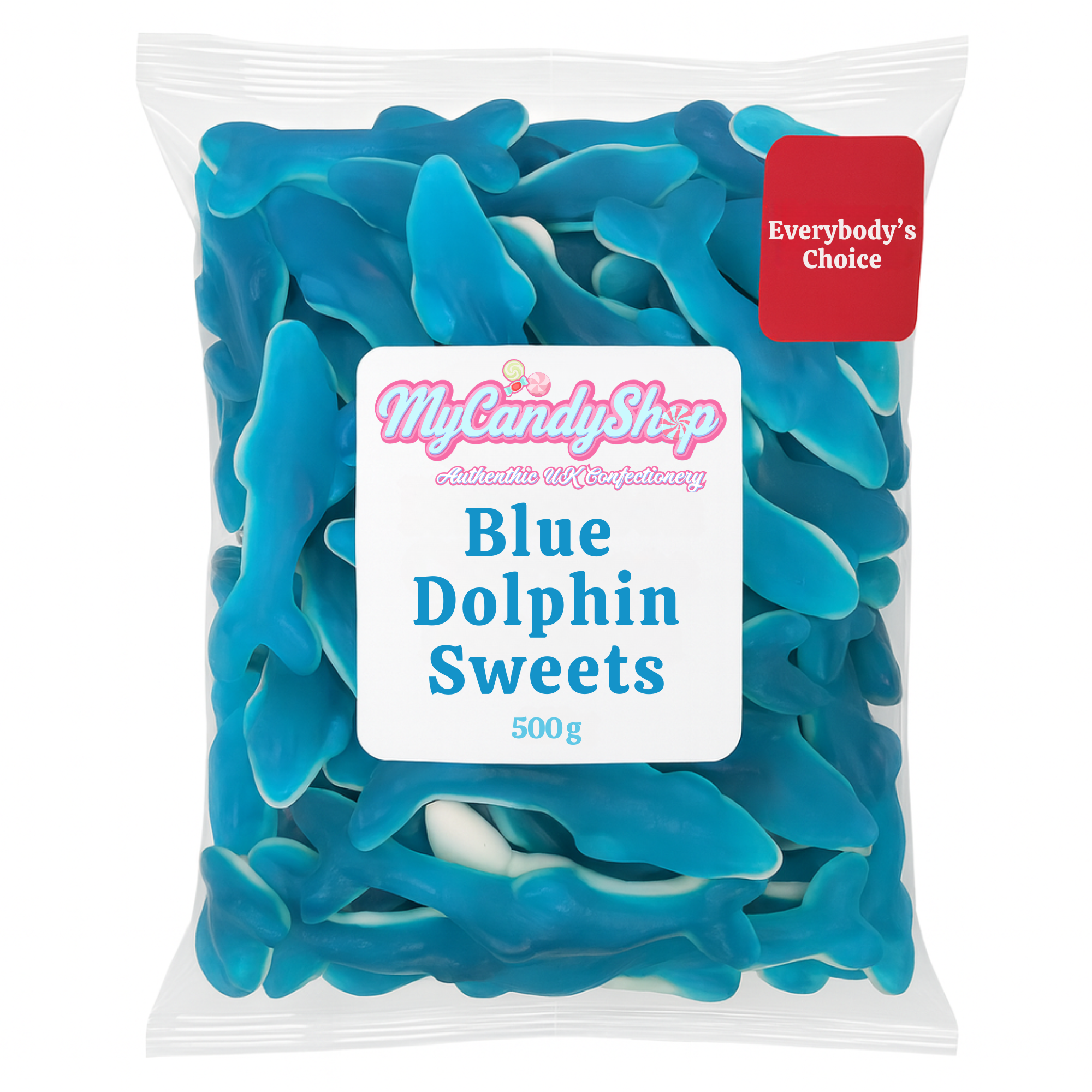 Blue Dolphin Gummy Sweets Blue Raspberry Flavor