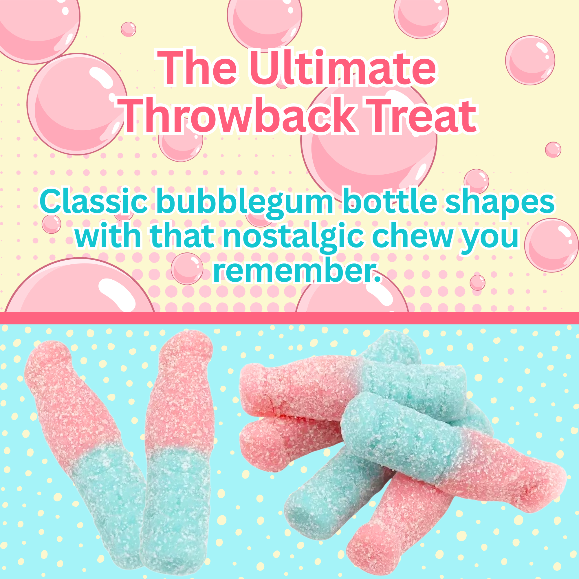 Fizzy Bubblegum Bottles – Chewy Gummy Sweets