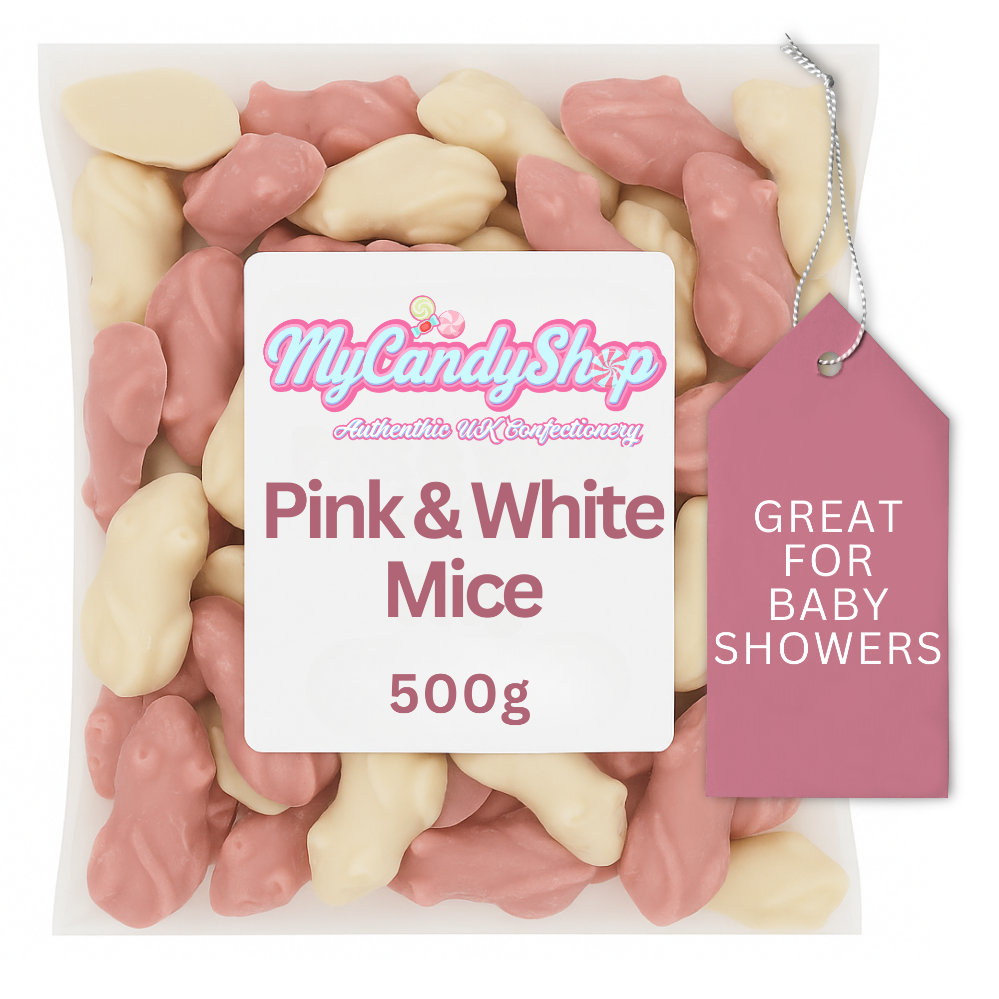 Retro Pink & White Chocolate Strawberry Mice