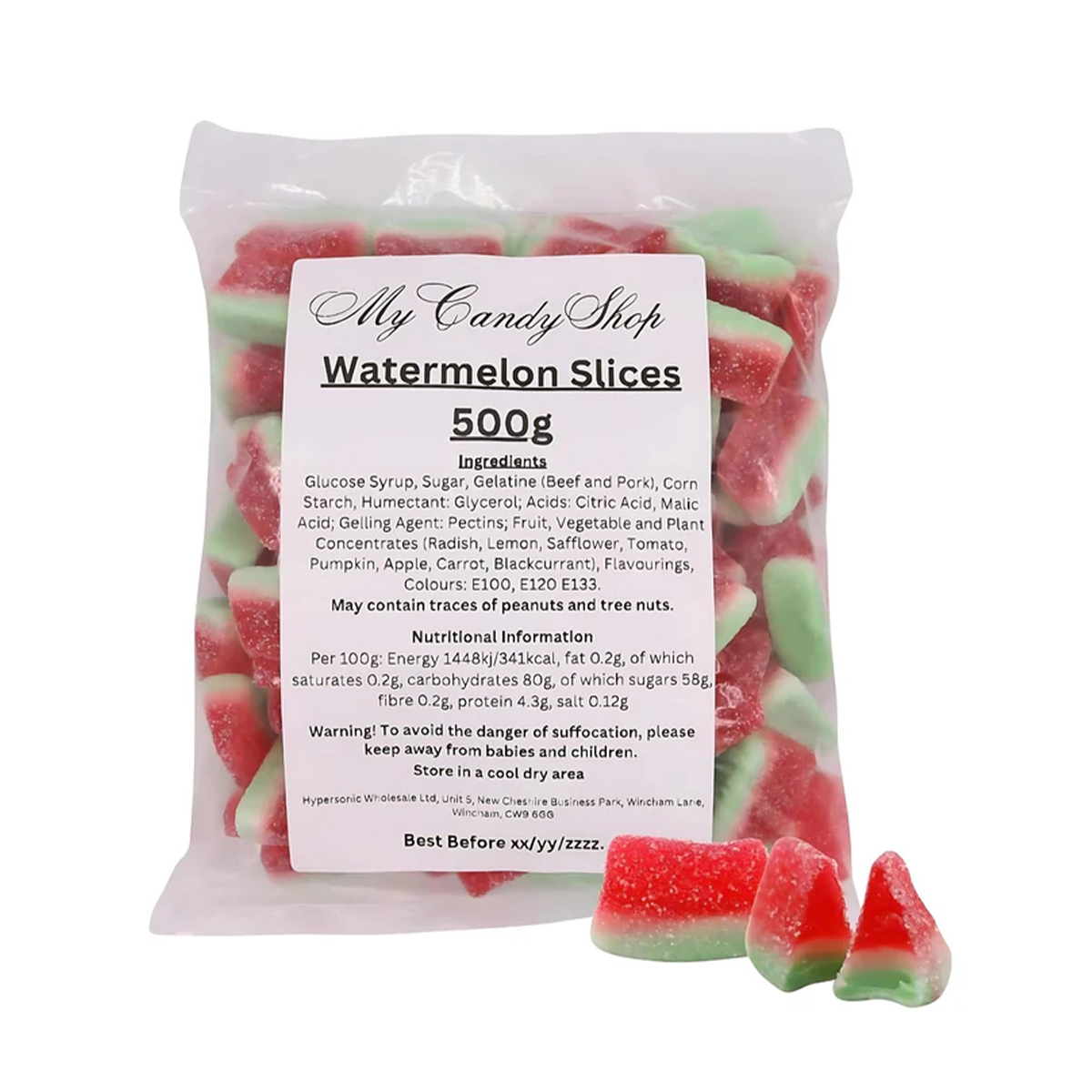 Tangy Sour Fizzy Watermelon Jelly Slices
