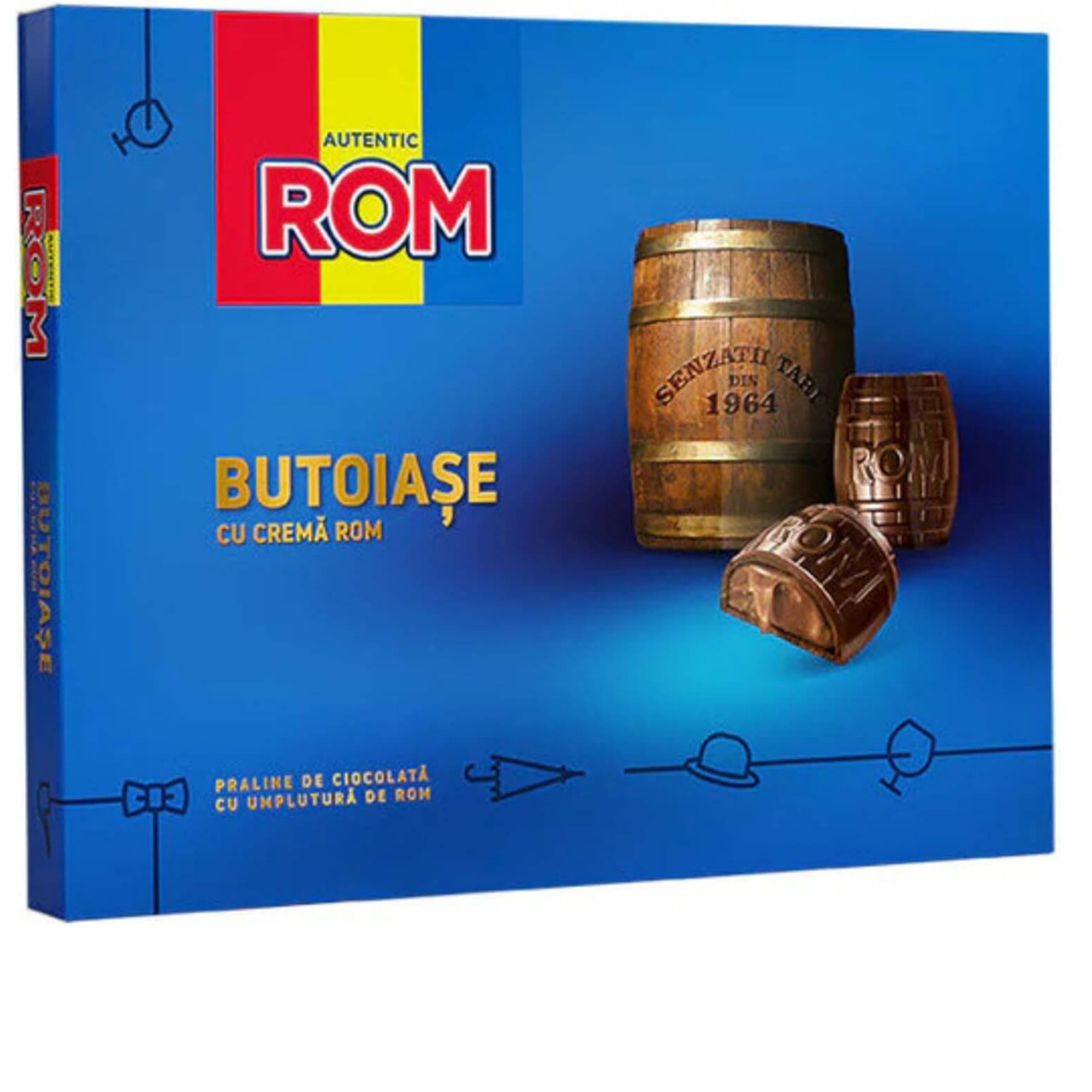 ROM Chocolate Rum Barrels – Milk Pralines with Rum Cream – 1964 Classic Gift Box