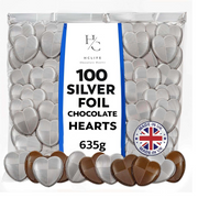 Silver foil chocolate hearts bag