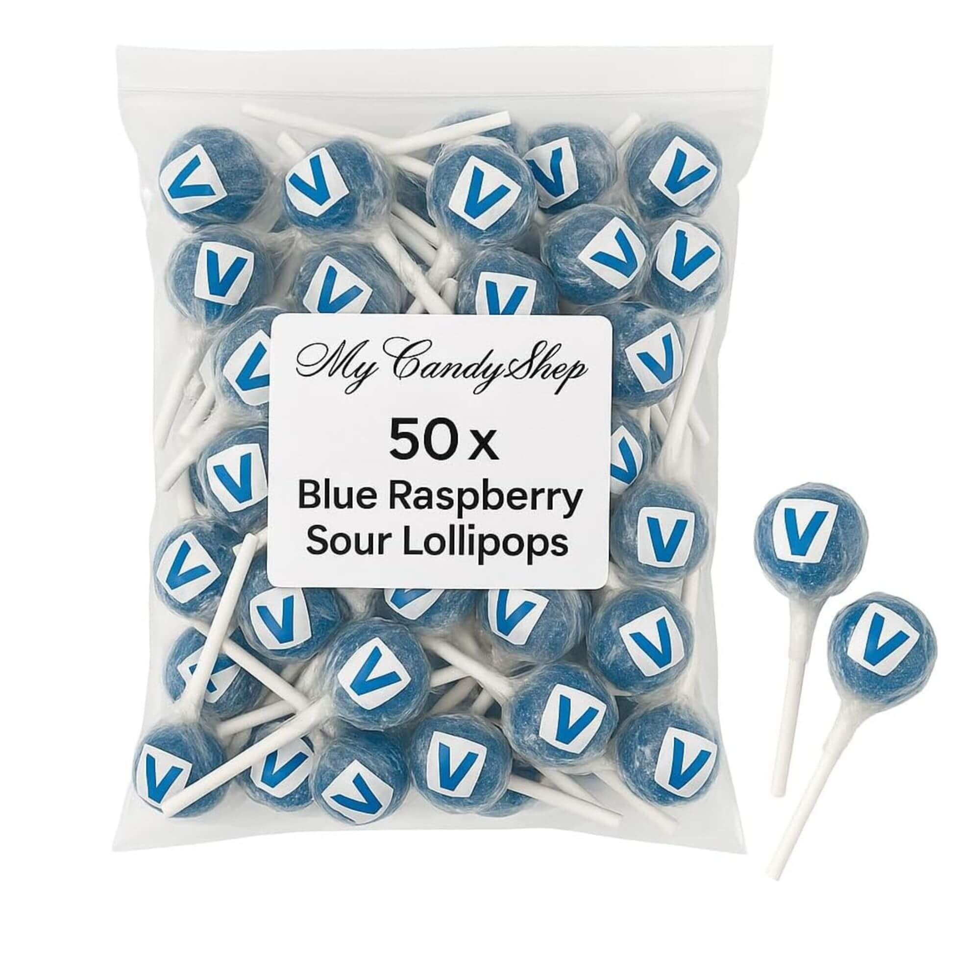 Bag of blue Sour Lollipops (50 ct)