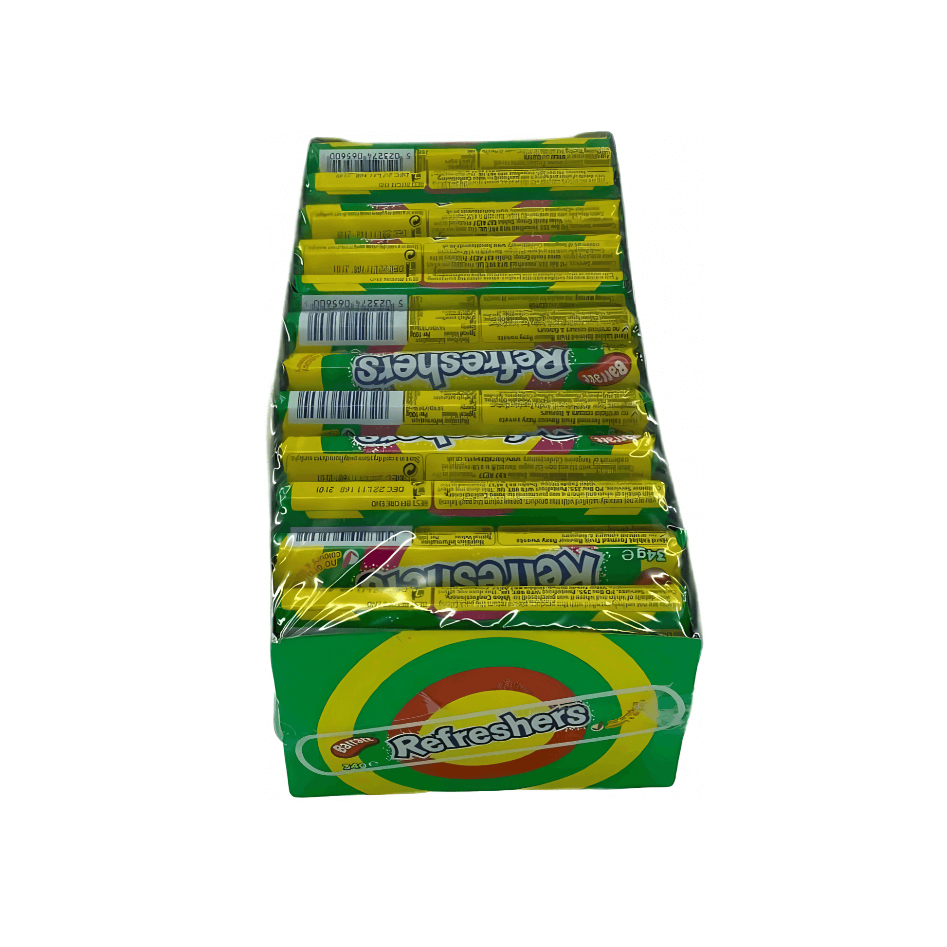 Box of Refreshers candy bars on a white background