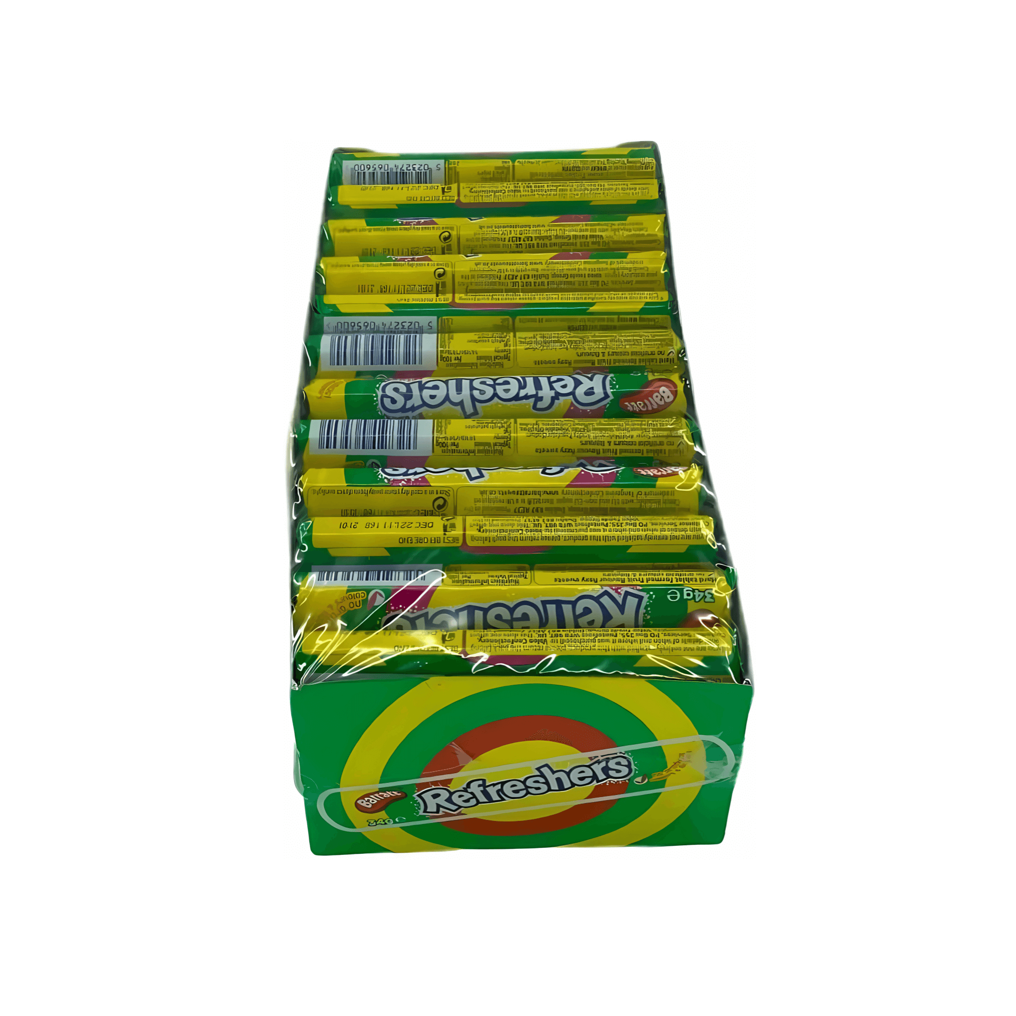 Box of Refreshers candy bars on a white background