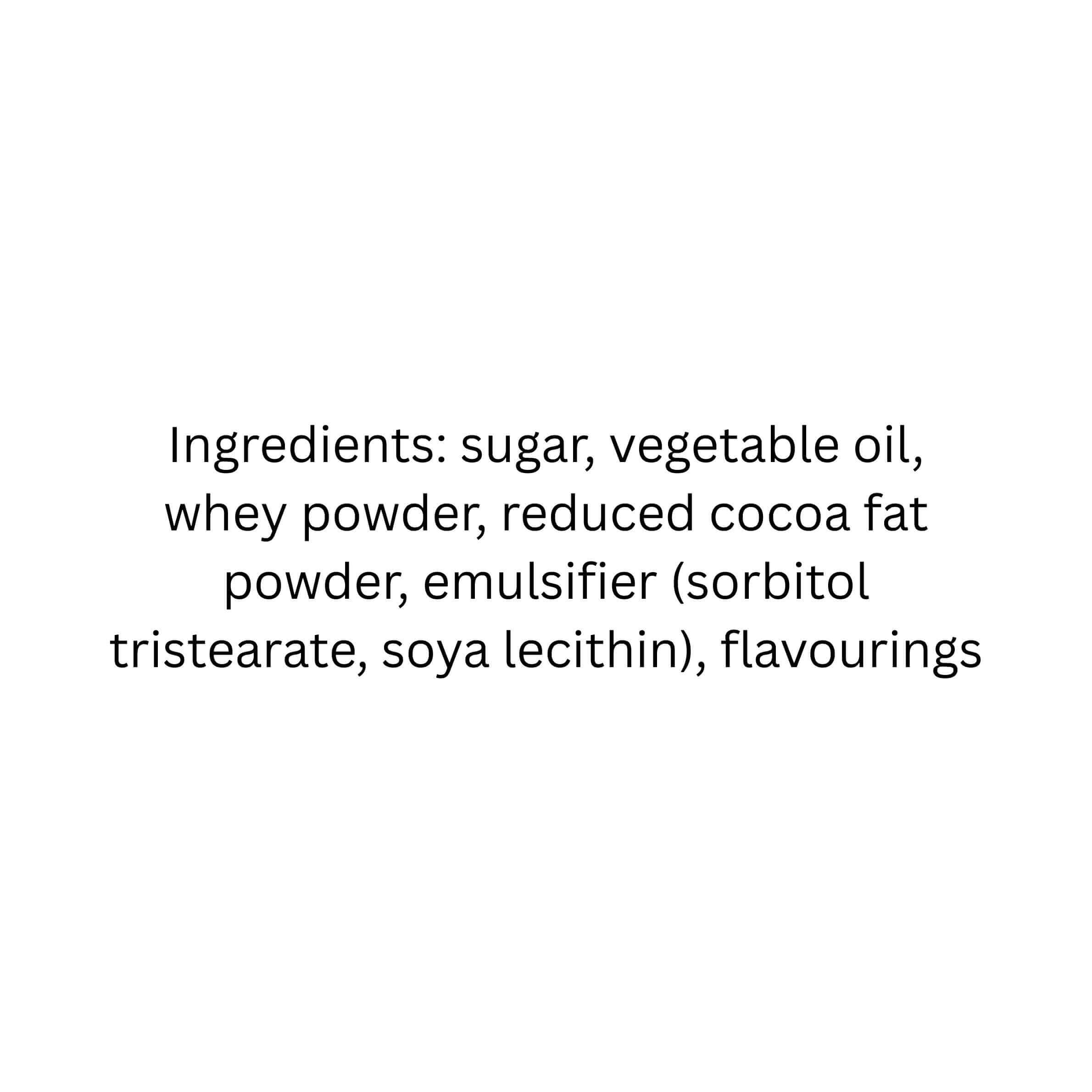 List of ingredients on a white background