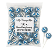 Blue Raspberry Sour Lollipops – 50 Pack