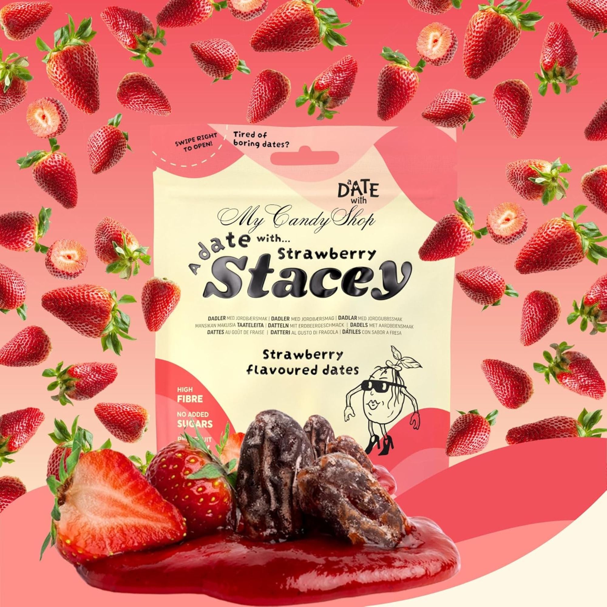 Flavoured Pitted Dates – 4 x 100g Bundle (Strawberry, Cola, Caramel & Pistachio)