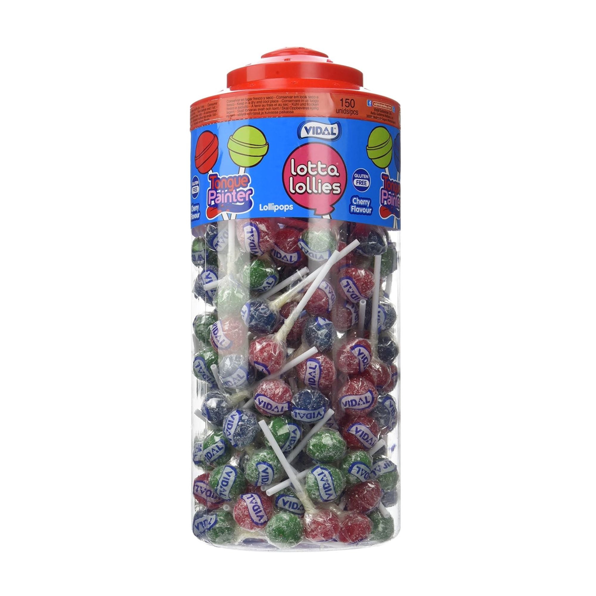 Vidal Tongue Painter Lollies – 150 Pack, Cherry Flavour, Gluten Free