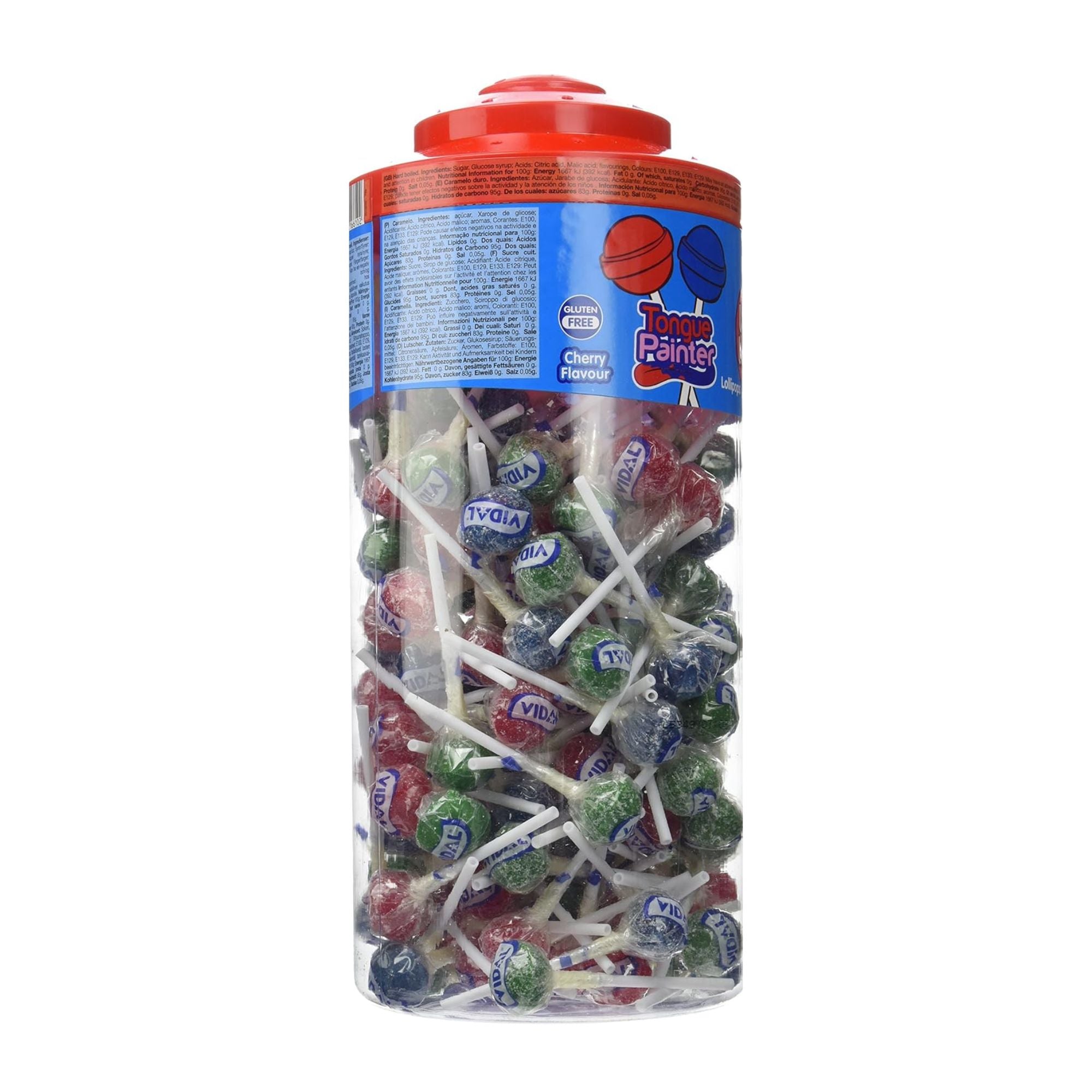 Vidal Tongue Painter Lollies – 150 Pack, Cherry Flavour, Gluten Free