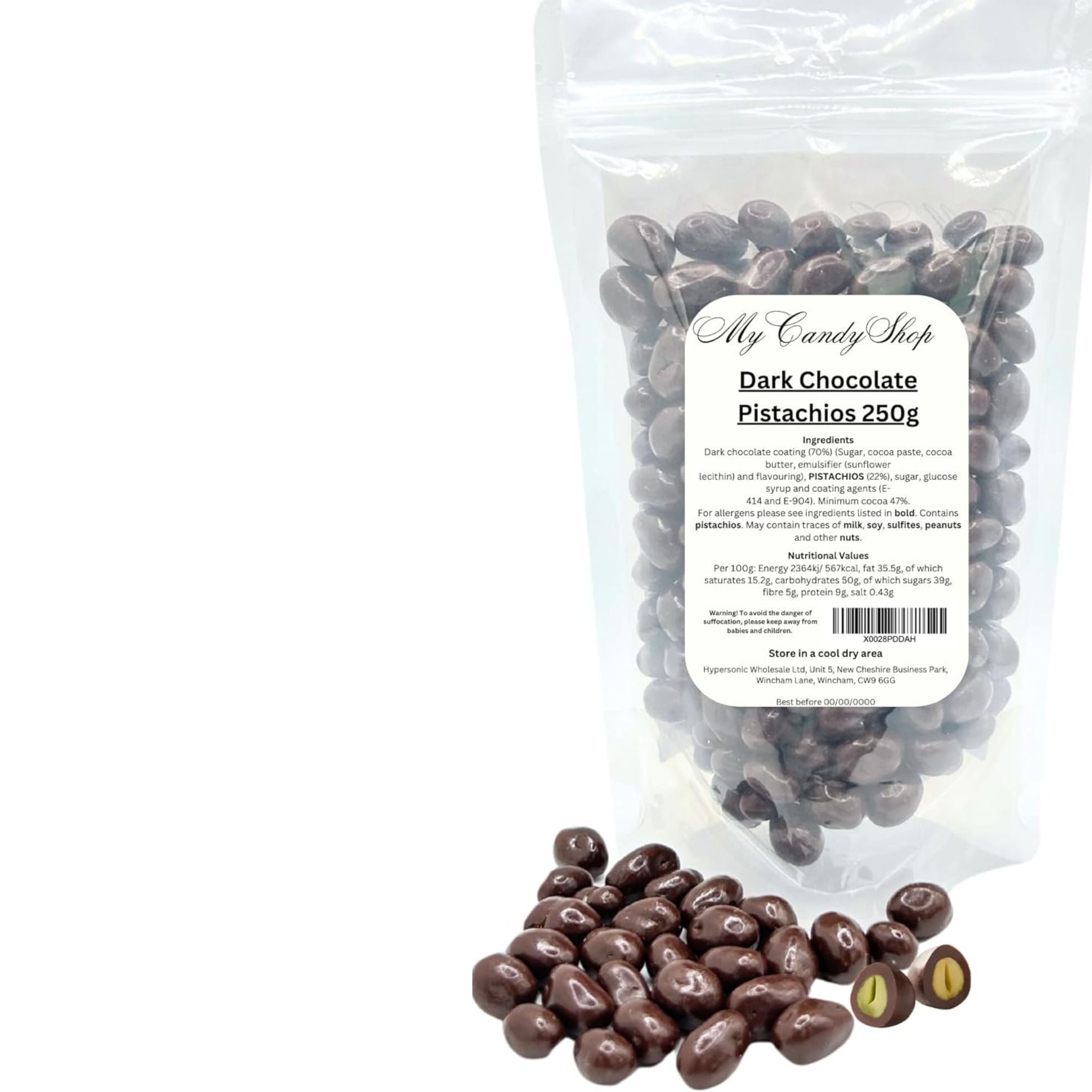Dark Chocolate Pistachios – 250g Bag