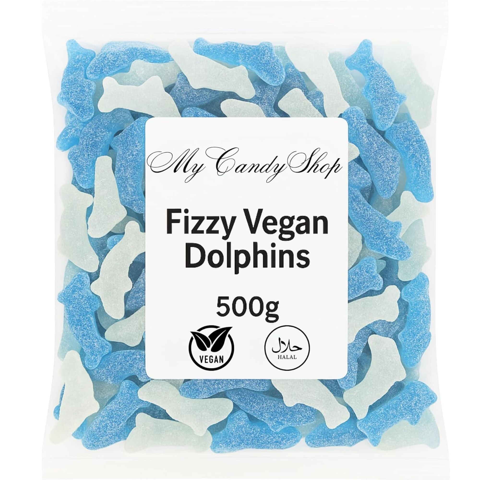 Fizzy Blue Dolphin Sweets – 500g Bag of Vegan Raspberry Candy