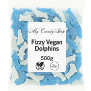 Pack of Fizzy Vegan Dolphins with 'My Candy Shop' label on a white background