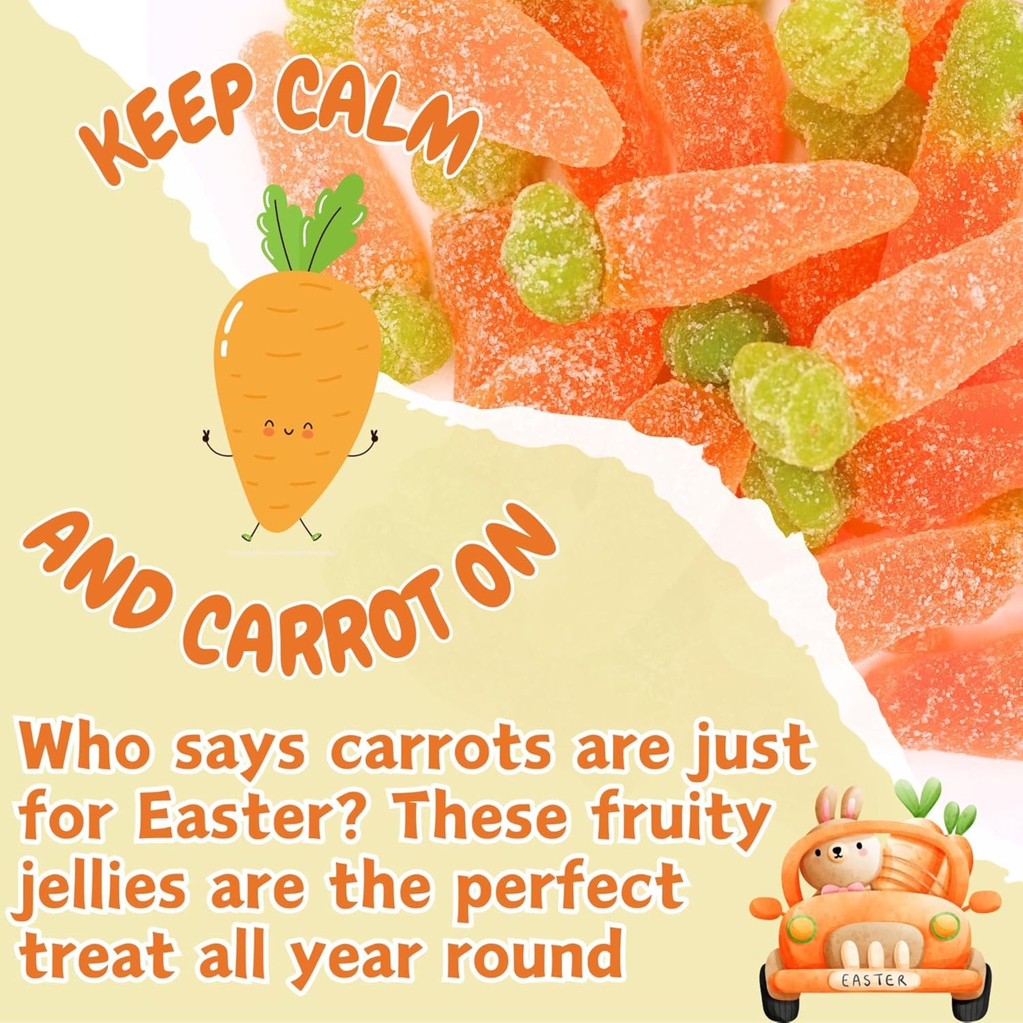 Fizzy Jelly Carrots – 500g Bag of Vegan Orange Sweets