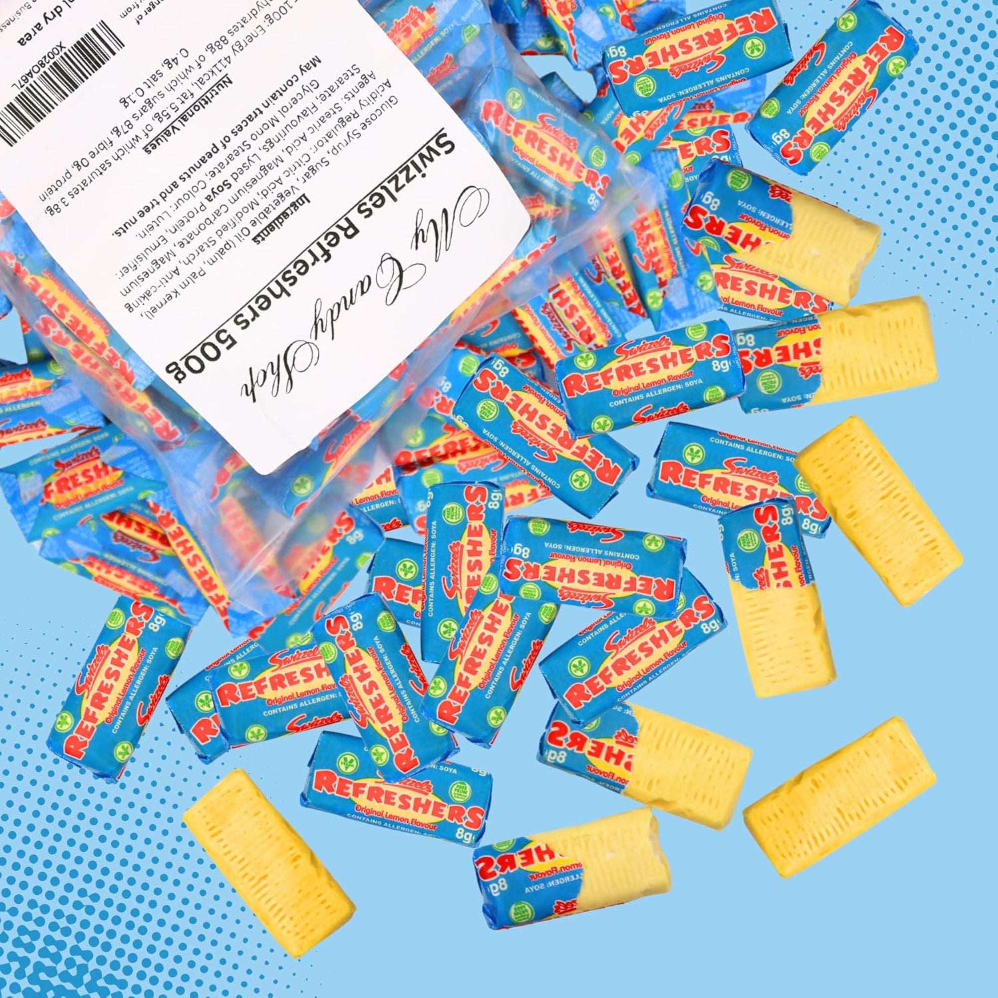 Swizzels Refreshers – 500g Bag of Lemon Fizzy Chew Bars