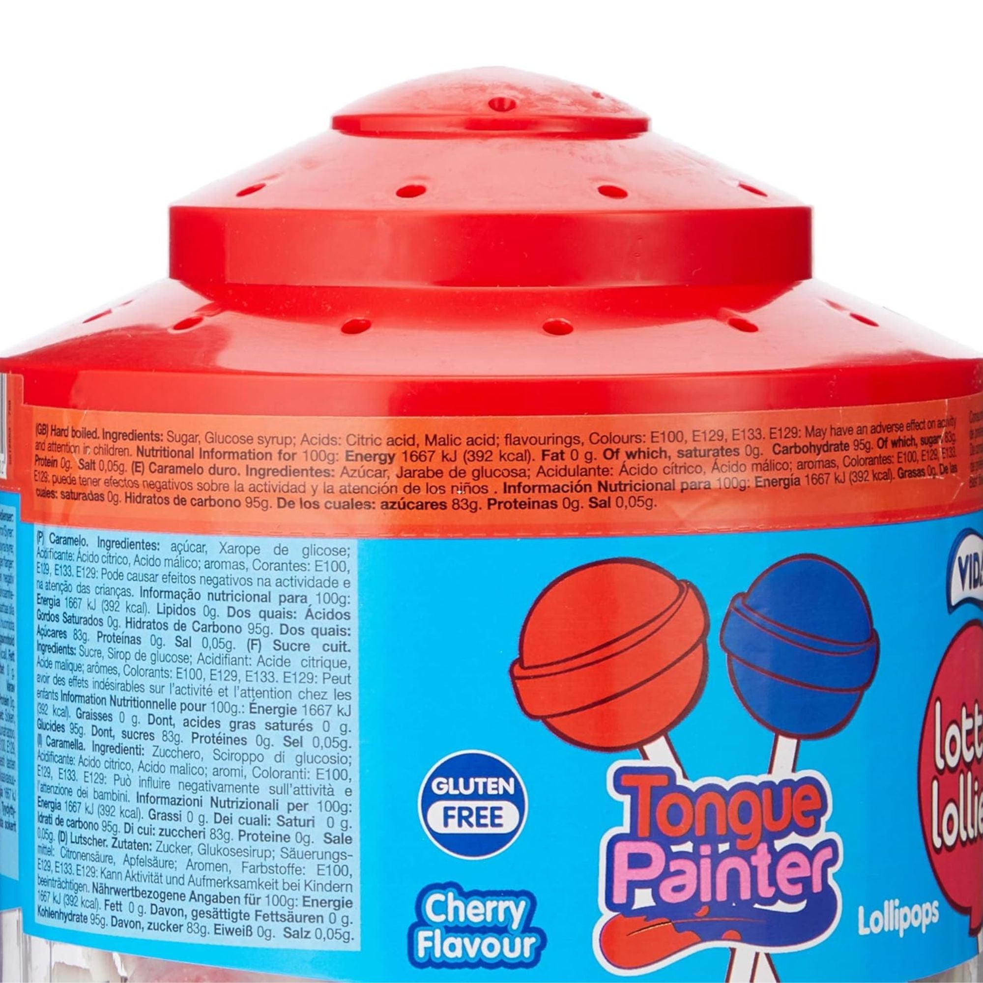 Vidal Tongue Painter Lollies – 150 Pack, Cherry Flavour, Gluten Free