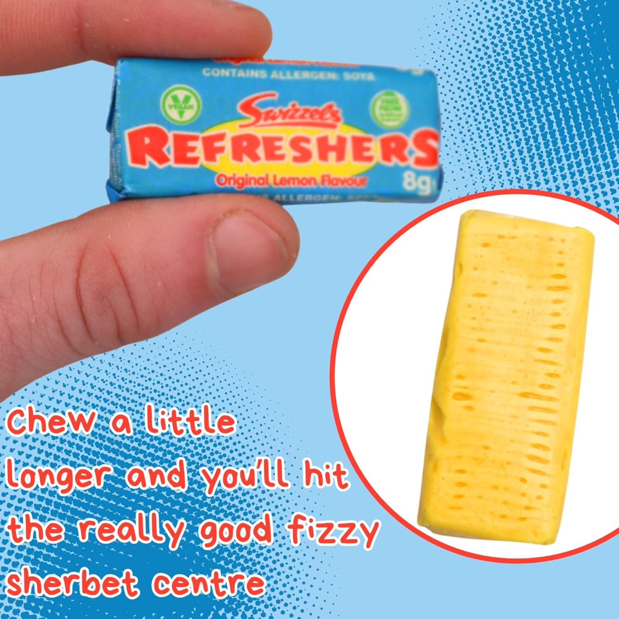 Swizzels Refreshers – 500g Bag of Lemon Fizzy Chew Bars