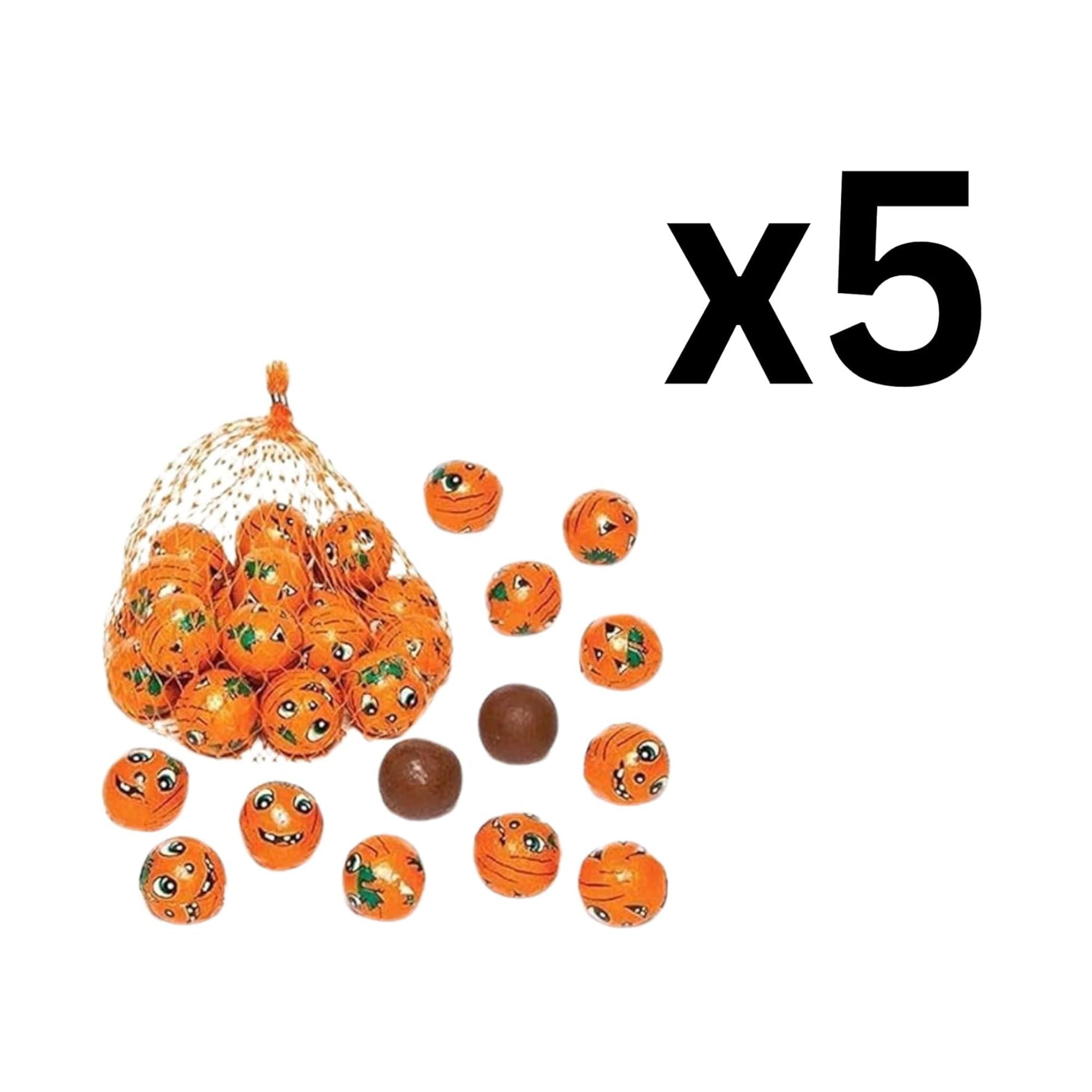 Halloween Chocolate Pumpkins – 5 x 75g Bags of Foiled Milk Chocolate Balls