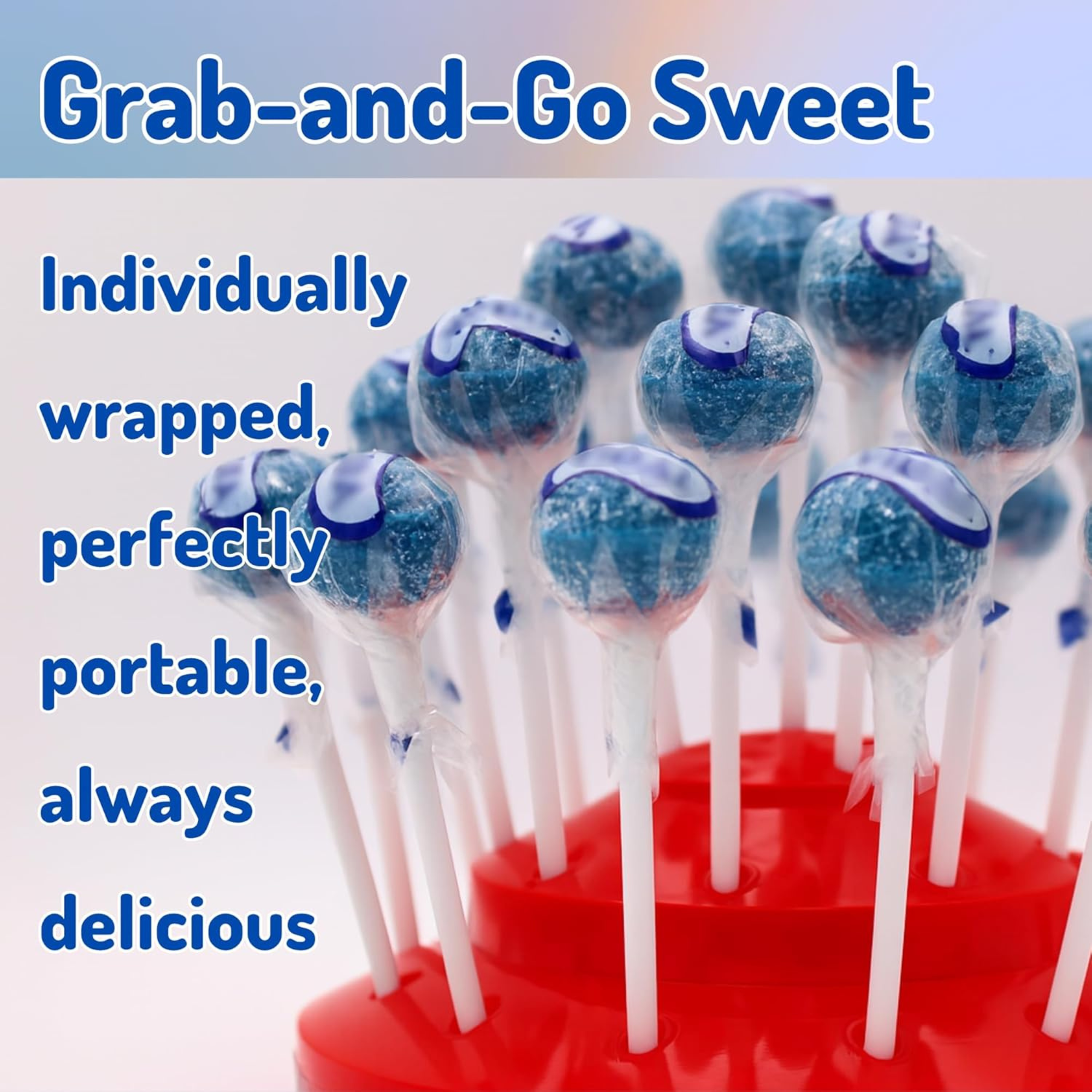 Blue Raspberry Sour Lollipops – 50 Pack