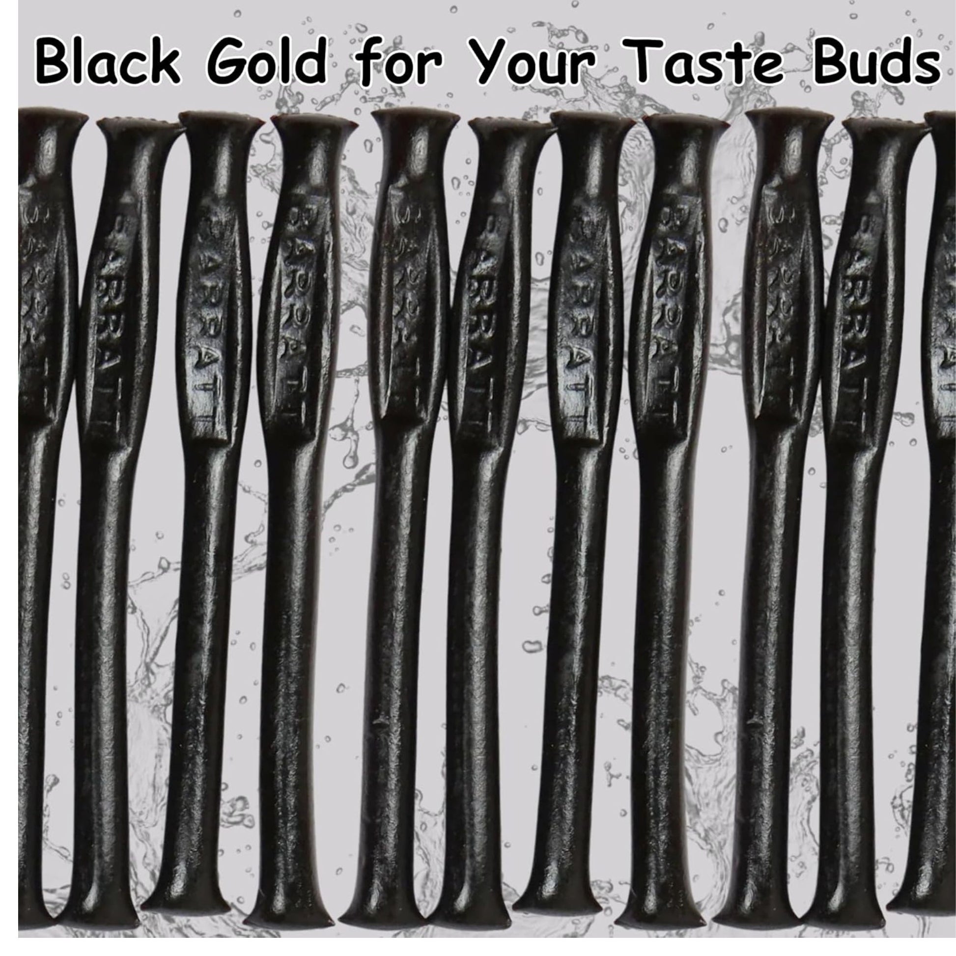 Row of black metal tasting sticks with 'Arrat' branding on a textured background.
